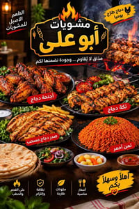 مشويات أبو علي • توصيل مجاني • أجنحة ومسحب