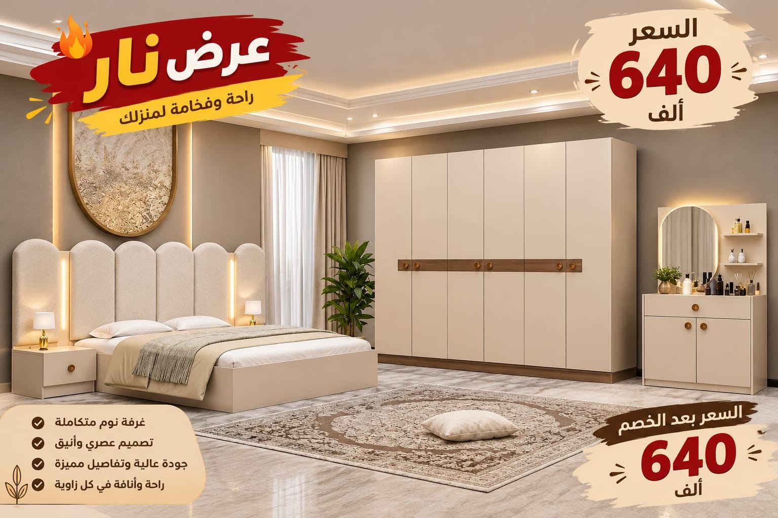 غرفة نوم تركية • ضمان حقيقي • توصيل جميع المحافظات