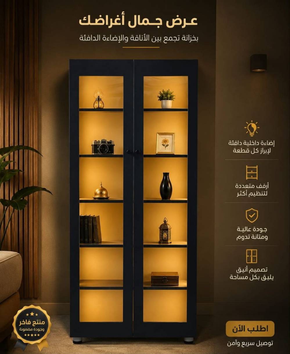 فاترينا 2 باب • خشب MDF • توصيل مجاني