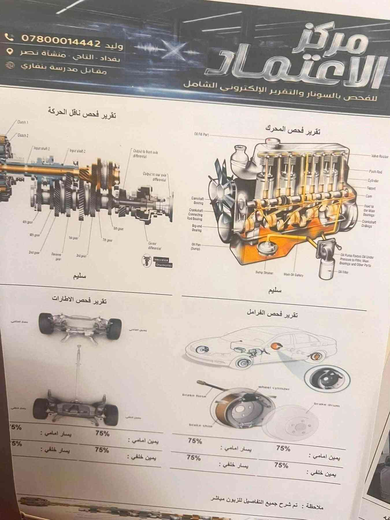 السلام عليكم
برادو ٢٠١٧ txl فول مواصفات بصمة فتحة سقف اشاير بالمري محرك ٦ سلندر محرك كير مكفولات ماشية ٩٩ الف حقيقي رقم بغداد باسمي تحويل ثاني يوم  السيارة مكفولة عدا البارد بخشم الجاملغ فقط كلشي موضح بالسونار هذا لافتح ولاشي حتى الدعامية مامفتوحة  مكاني بغداد الطارمية 
السعر ٣٢ الف وبي مجال 

***********

***********

نص مكتوب في الصور:
- وليد 0780014442 بغداد - التاجي - منشاة نصر مقابل مدرسة بنفاري مركز الاعتماد للفحص بالسونار والتقرير الإلكتروني الشامل تقرير فحص ناقل الحركة سليم تقرير فحص المحرك سليم تقرير فحص الاطارات 75% يسار امامي : 75% يسار خلفي : 75% يمين امامي : 75% يمين خلفي : تقرير فحص الفرامل 75% يسار امامي : 75% يسار خلفي : 75% يمين امامي : 75% يمين خلفي : ملاحظة : تم شرح جميع التفاصيل للزبون مباشر
- مركز الاعتماد للفحص بالسونار والتقرير الإلكتروني الشامل وليد 0780001442 بغداد - التاجي - منشأة نصر مقابل مدرسة بنفاري الوقت : م 08:12:55 التاريخ : 2026/09/03 اسم الزبون : عمر يوسف رقم الهاتف : 00 الفاتورة : 186 نوع المركبة : برادوا الموديل : 2017 رقم المركبة : 11K38893 اللون : ابيض نخلي مسؤوليتنا بعد انتهاء الفحص وتسليم التقرير الى الزبون صبغ خدوش بارد تبديل خدوش طفيفه+رصعه خدوش وتكحيل خدوش وتكحيل بارد في المكان المحدد+خدوش+خدوش ورصعات طفيفه بارد في المكان المحدد+خدوش ورصعات طفيفه+تكحيل 03/09/2026 08:12:56 م نظام الفرات لإدارة مراكز فحص السيارات
