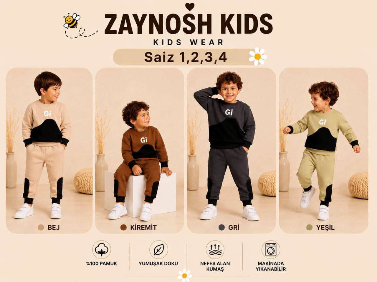 تراك ولادي  شتائي مبطن
قطني مصري 
قياس 1/4 سنة 
سعر الدرزن 80 الف

نص مكتوب في الصور:
- ZAYNOSH KIDS KIDS WEAR Saiz 1,2,3,4 YEŞİL KİREMİT GRİ MAVİ %100 PAMUK YUMUŞAK DOKU NEFES ALAN KUMAŞ MAKİNADA YIKANABİLİR
- ZAYNOSH KIDS KIDS WEAR Saiz 1,2,3,4 BEJ KİREMİT GRİ YEŞİL %100 PAMUK YUMUŞAK DOKU NEFES ALAN KUMAŞ MAKİNADA YIKANABİLİR
- ZAYNOSH KIDS KIDS WEAR Saiz 1,2,3,4 GRİ KİREMİT BEJ YEŞİL %100 PAMUK YUMUŞAK DOKU NEFES ALAN KUMAŞ MAKİNADA YIKANABİLİR
- ZAYNOSH KIDS KIDS WEAR Saiz 1,2,3,4 BEIGE BLUE GREEN NAVY قطن طبيعي 100% COTTON ناعم ومريح SOFT & COMFORTABLE تهوية ممتازة BREATHABLE سهل الغسل EASY CARE
- ZAYNOSH KIDS - KIDS WEAR - Saiz 1,2,3,4 GREEN BLUE BEIGE NAVY قطن طبيعي 100% COTTON نعومة فائقة EXTRA SOFT تهوية ممتازة BREATHABLE غسيل آمن SAFE WASH
- ZAYNOSH KIDS KIDS WEAR Saiz 1,2,3,4 رمادي بني أزرق مينت
- ZAYNOSH KIDS
- — KIDS WEAR —
- Saiz 1,2,3,4
- GREEN
- NAVY
- BLUE
- BEIGE
- قطن طبيعي
- 100% COTTON
- نعومة فائقة
- EXTRA SOFT
- تهوية ممتازة
- BREATHABLE
- غسيل آمن
- SAFE WASH
- ZAYNOSH KIDS KIDS WEAR Saiz 1,2,3,4 BEIGE GREEN BLUE NAVY قطن طبيعي 100% COTTON ناعم ومريح SOFT & COMFORTABLE تهوية ممتازة BREATHABLE سهل الغسل EASY CARE
- ZAYNOSH KIDS KIDS WEAR Saiz 1,2,3,4 أسود زيتي بني أوف وايت نعومة فائقة راحة طوال اليوم تهوية مثالية تحافظ على انتعاش الطفل ناعمة وصديقة للبشرة لطيفة على بشرة طفلك سهل الغسل لا يتغير اللون أو الشكل