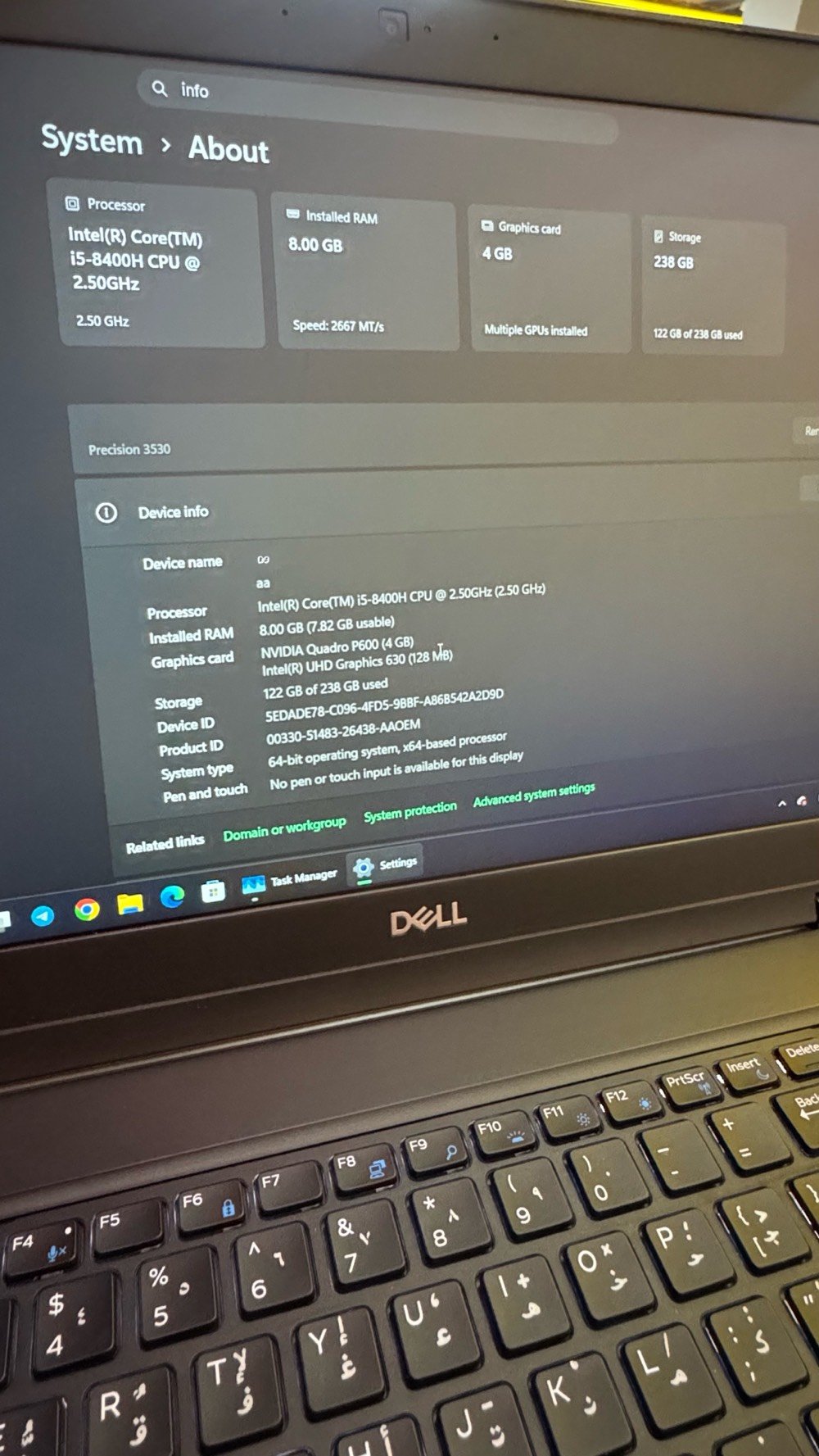 i5-8400H • Quadro P600 • 256GB SSD