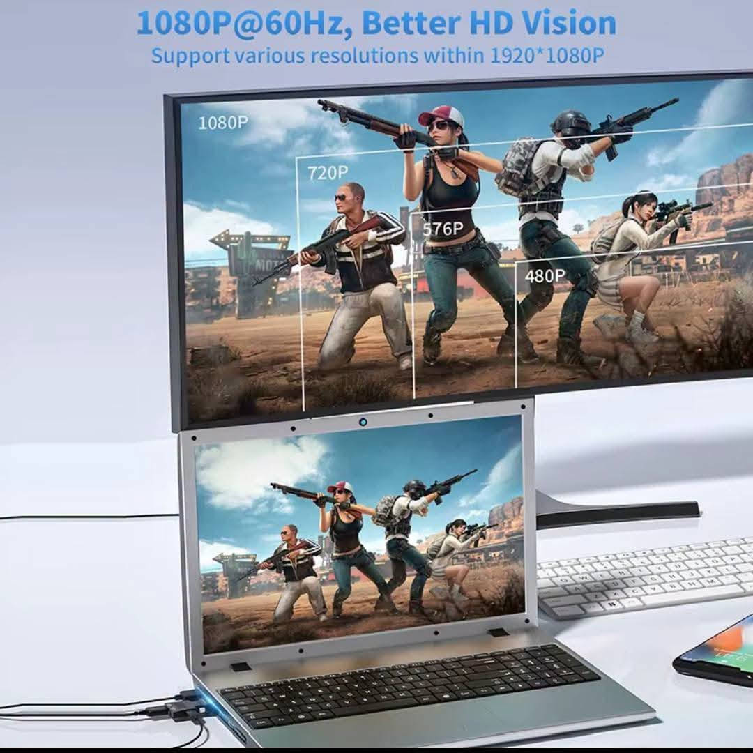 ادبتر VGA-HDMI • فول HD 1080P • منفذ اوكس