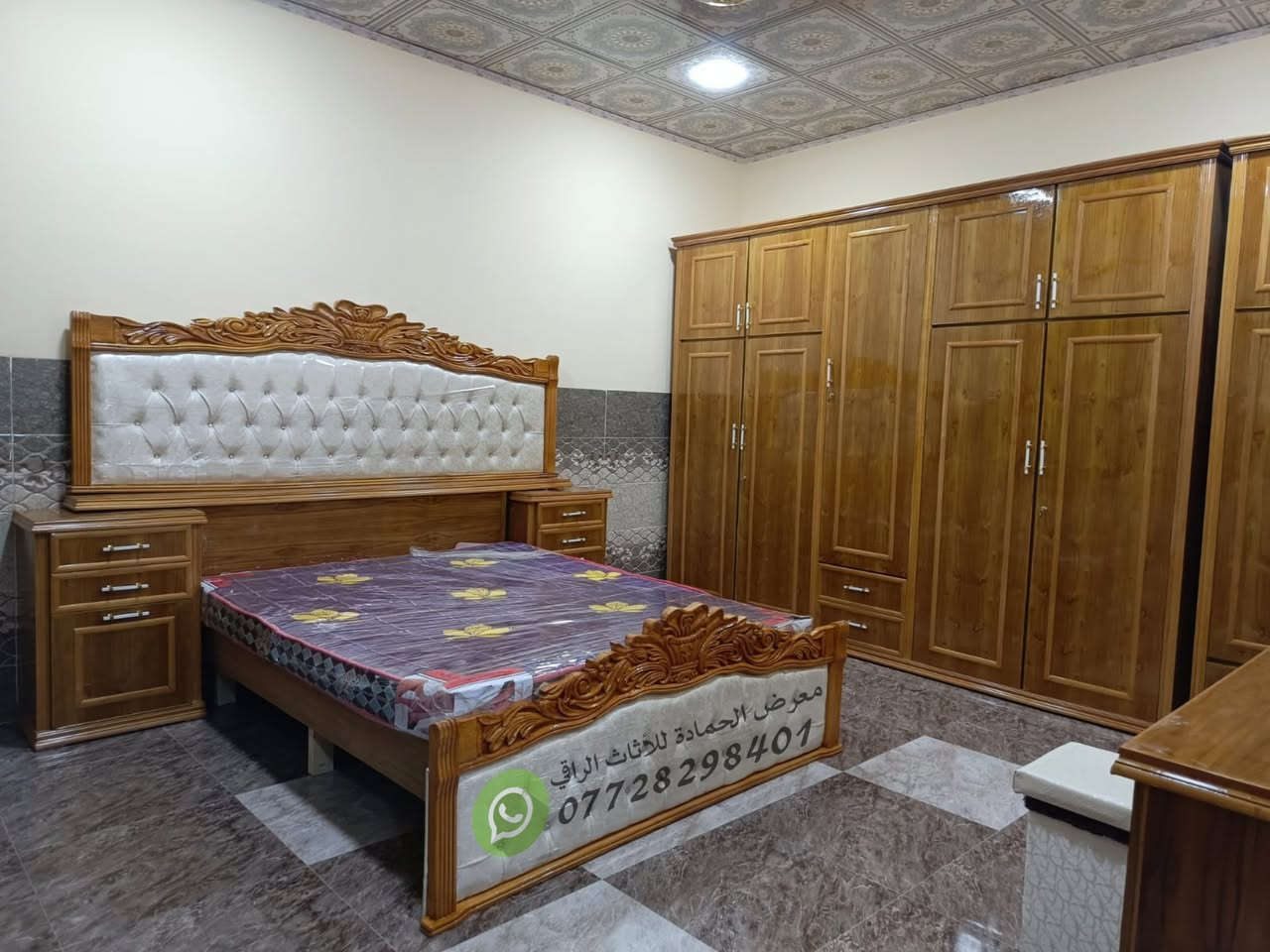 موديل جديد وشغل يستاهل غرفكم ✅😍

غرفة نوم صاج عراقي ثكيلة و كاملة الاوصاف 🙂🖐🏻

تفاصيل: 
✅ غرفة نوم عراقي ٧ قطع كاملة 
✅ الوجه صاج ٥ ملم والداخل صاج ٤ ملم 
✅ كنتور ٥ ابواب ملحق خارجي مع مجرات سفلية 
✅زاوية ملحق خارجي ظهر تركيب بنفس عمق الكنتور والارتفاع
✅ قفيص حديد ضمان حل وشد ١٠٠ مرة
✅ لون الصبغ + الدوشمة + فصال اليدات حسب رغبتك واختيارك انت 

✅✅للتفاصيل اكثر اتصل او ارسل رسالة على واتساب على الرقم ***********

او انظم لقناة الواتساب الموجودة في التعليقات
