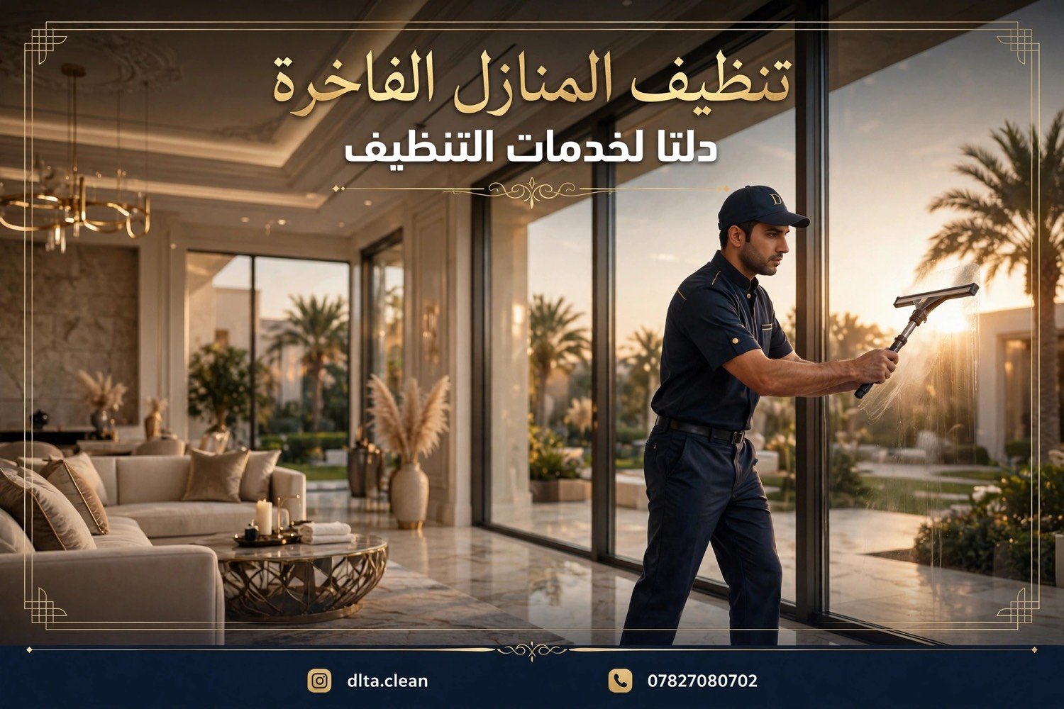 دلتا لخدمات التنظيف ✨
النظافة مو خيار... النظافة فن وإتقان 💎
شاهدوا مجموعة خدماتنا المميزة 👆
🏡 تنظيف المنازل الفاخرة
نحوّل بيتك لمكان يلمع ويبهر الضيوف
🛢️ تنظيف وتعقيم الخزانات
مياه نقية وآمنة لعائلتك بمواد صحية مضمونة
💎 تلميع الأرضيات الملكية
رخام وسيراميك يلمع مثل المرايا
☀️ تنظيف ألواح الطاقة الشمسية
رفع كفاءة التوليد وحماية استثمارك
🏢 تنظيف المباني الشاهقة
واجهات زجاجية وحجرية بأعلى معايير الاحترافية
📲 احجز الآن:
📞***********