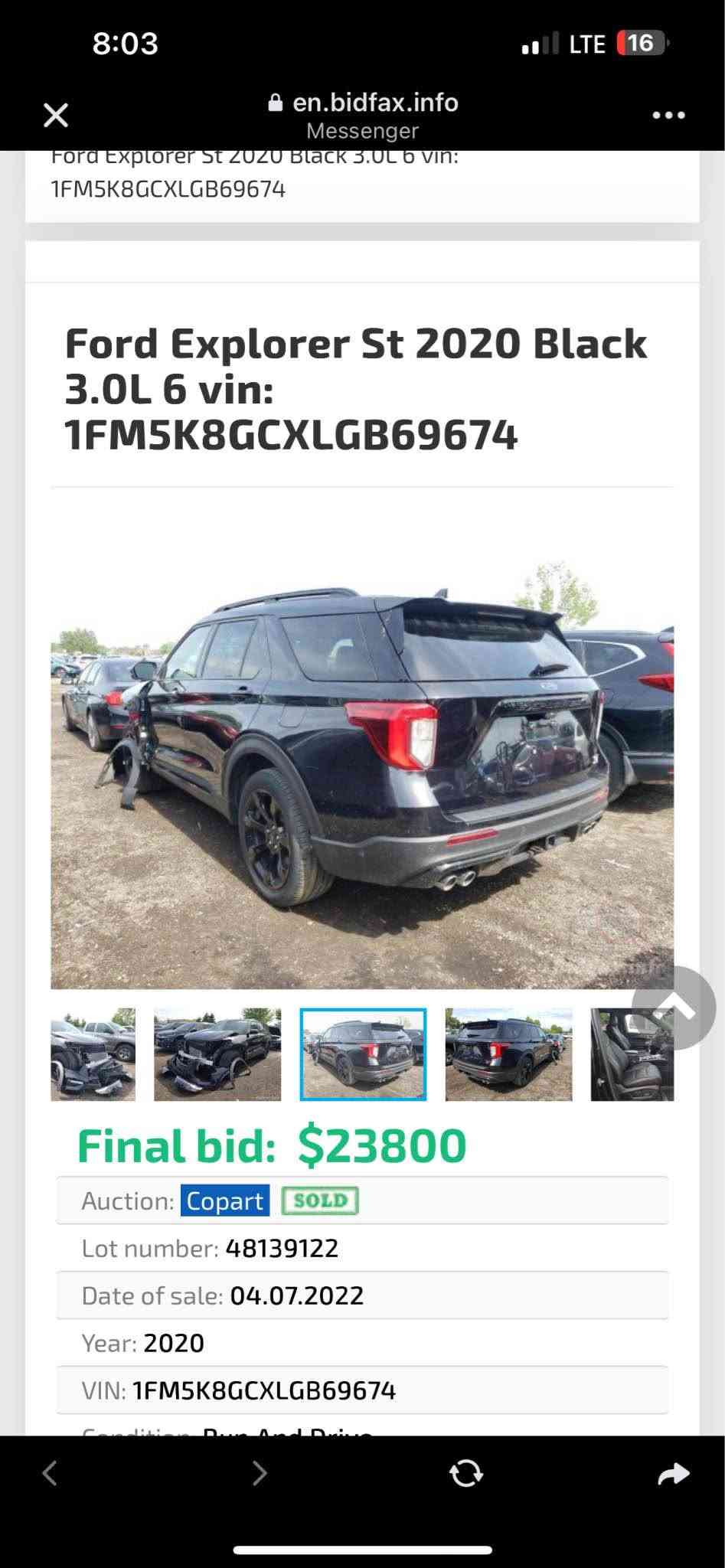 Ford explorer 3.0L
V6 ST
فولل مواصفات
101,000KM
پانۆراما
بەصمە
شغال
حساس
رادار پێش و پشت
خەتی جادە
کوشن ساردو گەرم
کوشن مەساج
زۆر مواصفاتی تر
رەسمی دەعمەکەیی دانراوە
روبع بۆنیدی هەیە بێ ژۆرێ بێ ئێرباگ
باقی هەمووی بە شەرت
نرخ:٢٧٠$
ژمارە مۆبایل
***********
هەولێر أربيل, العراق

نص مكتوب في الصور:
- Ford Explorer St 2020 Black 3.0L 6 vin: 1FM5K8GCXLGB69674 Final bid: $23800 Auction: Copart SOLD Lot number: 48139122 Date of sale: 04.07.2022 Year: 2020 VIN: 1FM5K8GCXLGB69674