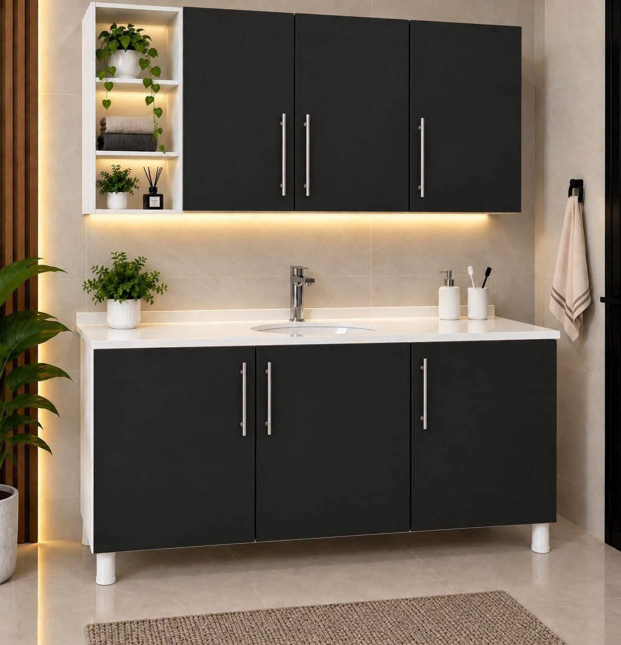 سنك وملحق خشب mdf قياس متر ونص
 السعر 210 الف

اذا اضافة ثلاث مجرات اضافة 25 الف على السعر
اذا اضافة مجر واحد اضافة 10. الف على السعر
اذا المرمر لون اسود او رصاصي اضافة 5 الف على السعر
