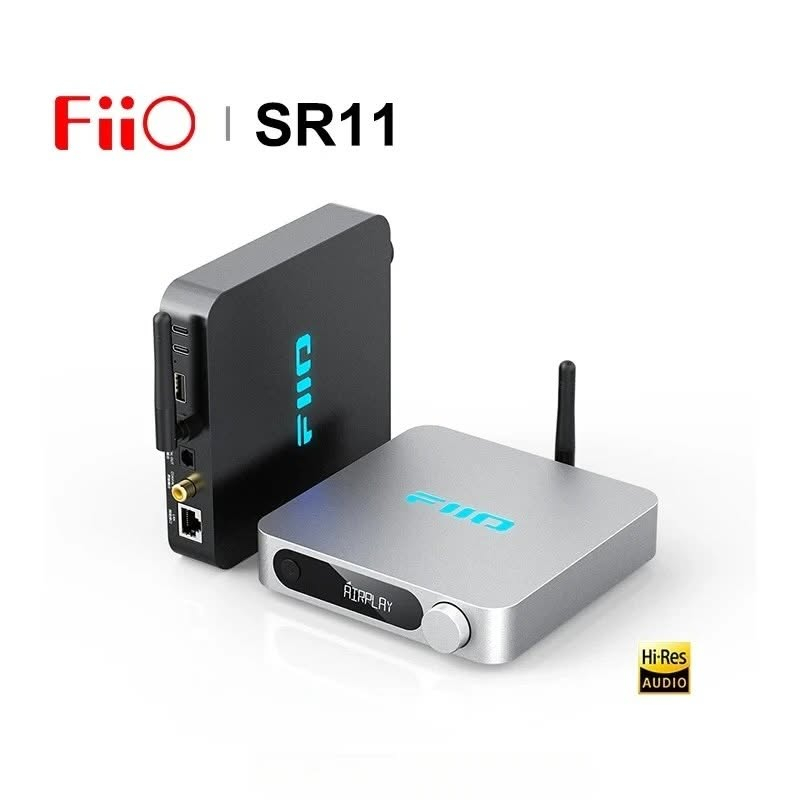 للتواصل واتساب ***********

نص مكتوب في الصور:
- Streaming music receiver
- The SR11 is a high-performance lossless streaming music receiver, also known as a music streamer, supporting various network streaming protocols. When paired with an external decoder, it allows you to easily set up a streaming HiFi system, enabling you to enjoy high-bitrate lossless streaming audio.
- FiiO | SR11
- Custom LCD display, Intuitive layout and easy to use
- The screen lets you quickly know the device's operating mode, network status, and current volume. The knob allows you to easily perform various operations with ease, ensuring you have total control.
- Stably connected, Wired and Wirelessly The Ethernet port supports speeds up to 1000Mbps over wired networks for fast and stable transmission of data. The AP6256 Wi-Fi module supports both 2.4GHz and 5GHz dual-band wireless networks which help to ensure stable wireless transmission of lossless audio. 1000Mbps WiFi 2.4G/5G
- Powerful multi-core processor with ultra-low power consumption
- The SR11 features the X2000 high-performance multi-core processor, with one core based on the unique XBurst2 dual-logic core and another XBurst0 small core. The processor boasts excellent computational power, strong real-time control capabilities, and ultra-low power consumption. The chip ensures precise processing of audio signals for stable and smooth music playback.
- X2000