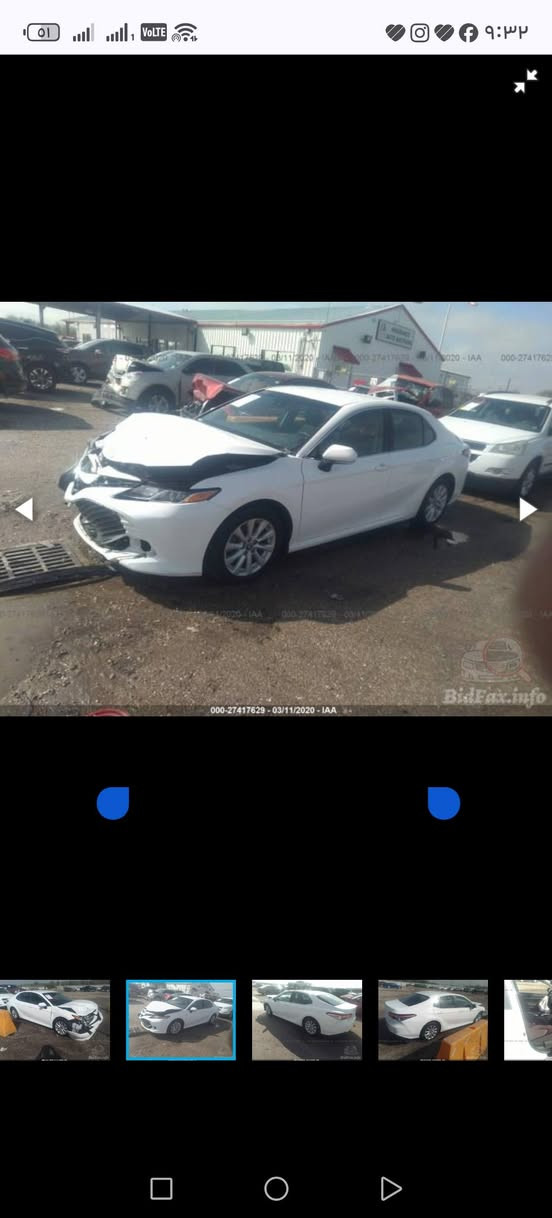 —السعر165بيها مجال--
تويوتا كامري.        — Toyota Camry 

‏‎وراد أمريكي.     —  دركه راجع سستم  

‏‎الموديل                —  2018 

فئة                       —  LE   

حجم المكينه         —  V4/2500 

‏‎اللون                     —  ابيض  
 
ماشيه.           ——m200——

حالة السياره.    — جاملغ عكس السايق تعديل  بنيد                                 معمر ومصبوغ بدون دواخل

‏‎ المواصفات المعروفه  

رقم السياره    — بغداد

‏‎موقع  السياره — الانبار حديثه

‏‎للأستفسار
***********واتساب

نص مكتوب في الصور:
- en.bidfax.info/toyot
- 000-27417629 - 03/11/2020 - IAA BidFax.info
- 000-27417629 - 03/11/2020 - IAA
- BidFax.info
- en.bidfax.info/toyot 000-27417629 - 03/11/2020 - IAA