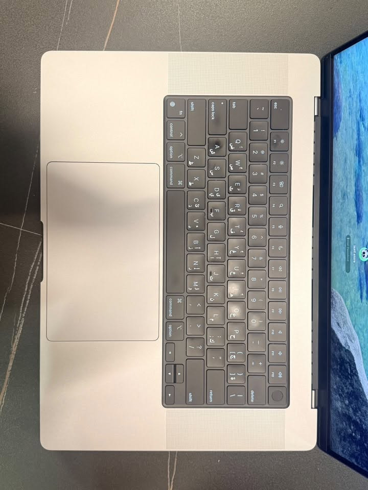 MacBook Pro M1 Pro
2021
Display 16”
Ram 16 GB
SSD 512 GB
صحة البطارية 100%
عدد دورات البطارية 17
نظافة 100%
الملحقات شاحنة فقط

السعر 1,575,000
يتوفر توصيل
***********

نص مكتوب في الصور:
- System Settings Edit View Window Help MacBook Pro Battery Information: Model Information: Serial Number: FSD22A75A880VC5B5 Device Name: bq40z651 Pack Lot Code: 0 PCB Lot Code: 0 Firmware Version: 0600 Hardware Revision: 100 Cell Revision: 4014 Charge Information: The battery's charge is below the warning level: No Fully Charged: No Charging: No State of Charge (%): 86 Health Information: Cycle Count: 17 Condition: Normal Maximum Capacity: 100% System Power Settings: AC Power: System Sleep Timer (Minutes): 1 Disk Sleep Timer (Minutes): 1 Display Sleep Timer (Minutes): 10 Sleep on Power Button: Yes Wake on LAN: Yes Hibernate Mode: 3 Low Power Mode: No Prioritize Network Reachability Over Sleep: No Battery Power: System Sleep Timer (Minutes): 1 Disk Sleep Timer (Minutes): 0 Display Sleep Timer (Minutes): 2 Sleep on Power Button: Yes Wake on LAN: No Current Power Source: Battery Hibernate Mode: 3 Low Power Mode: Off isait store's MacBook Pro • Hardware > Power About Q Search Sign in with your Apple Account Wi-Fi Bluetooth Network Battery General Apple Intelligence & Siri Accessibility Appearance Menu Bar Desktop & Dock Displays Spotlight Wallpaper Notifications Sound Focus Screen Time Lock Screen Privacy & Security Name Chip Memory Serial number macOS Displays Built-in Liquid Retina XDR Display Storage Macintosh HD 16-inch, 2021 isait store's MacBook Pro Apple M1 Pro 16 GB RXL96V3F2 macOS Tahoe Version 26.8.1 Display Settings... 16-inch (3456 x 2234) 464.83 GB available of 494.38 GB Tue 15 Sep 6:01 PM