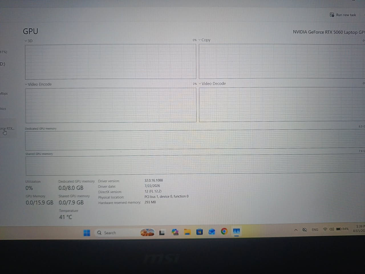 Msi cyborg 15
معالج انتل core 7 240H
معالج جيل 15th
كرت شاشة RTX 5060 8G
الرام DRR5 16G 
التخزين 1T NVMe sdd
الشاشة 15.6 FHD 144HZ
مكاني بغداد 
السعر مليون و575
ملحقات كاملة مع الكارتونة 
رقمي ***********
