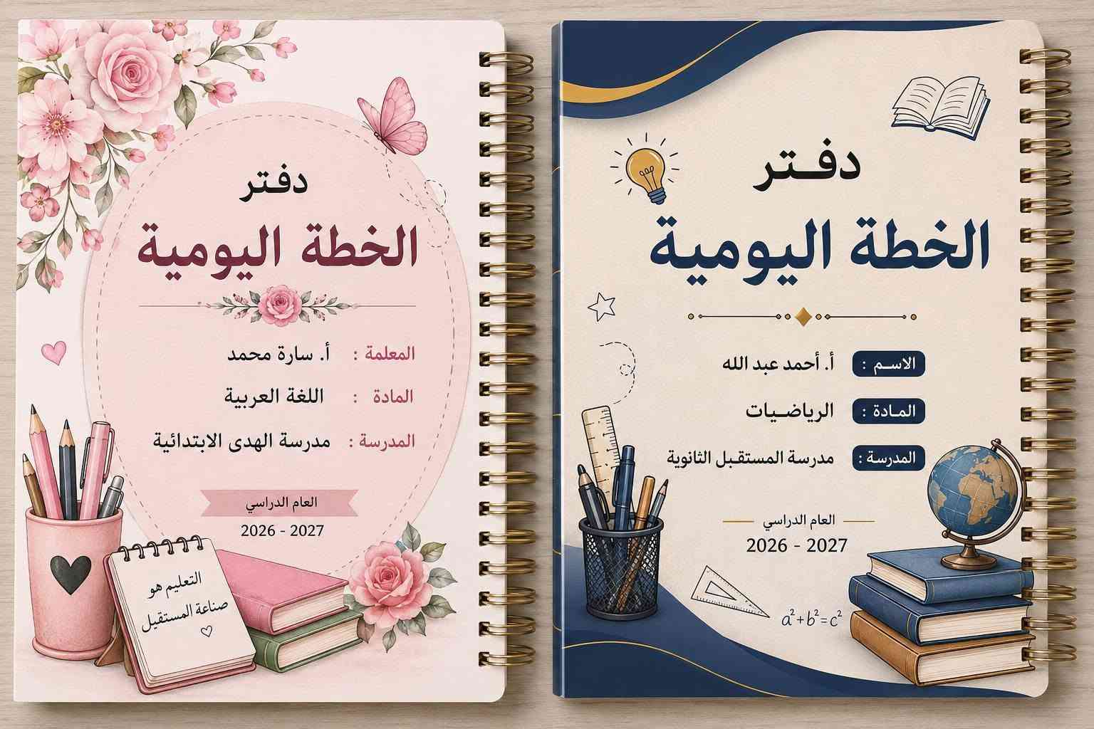 للطلب والحجز خاص

نص مكتوب في الصور:
- الفهرس
- معلومات المعلمة 1
- كلمة المعلمة 2
- الجدول الدراسي 3
- توزيع المنهج 4
- الخطة الأسبوعية 5
- متابعة الحصص 6
- متابعة الطالبات 7
- الأنشطة والتكليفات 8
- الاجتماعات والتطوير 9
- ملاحظات عامة 10