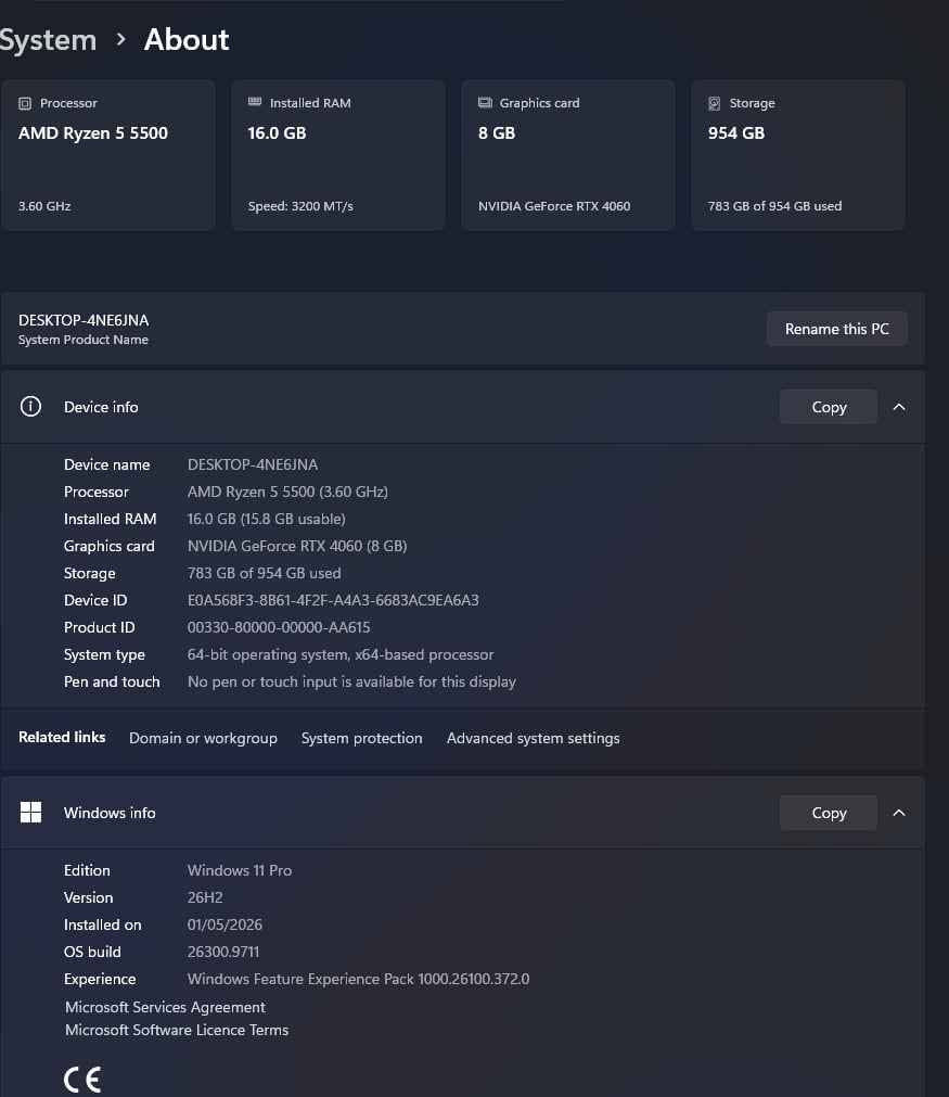 رايزن 5 5500 • RTX 4060 • ١ تيرا NVMe