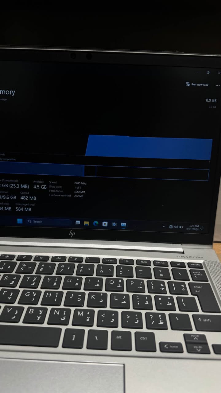 💻 HP EliteBook

لەپتۆپێکی جوان و کرداری، زۆر گونجاوە بۆ قوتابخانە، زانکۆ، کار و بەکارهێنانی ڕۆژانە.

ئەم لەپتۆپە بەکارهاتووە، بەڵام زۆر پاک و خاوێنە و بەبێ هیچ کێشەیەک کار دەکات.

🔹 تایبەتمەندییەکان:
• پرۆسێسەر: Intel Core i5 – نەوەی 11
• RAM: 8GB
• بیرگە: 256GB

کۆمەڵێکی زۆر لەپتۆپ و کۆمپیوتەری تریشمان هەیە بە تایبەتمەندی و نرخە جیاوازەکان.

📩 بۆ زانیاری زیاتر، DM بکەن یان پەیوەندیمان پێوە بکەن:

📱 WhatsApp: +41 76 608 31 66
📞 تەلەفۆن: ***********
———————————————————————

💻 HP EliteBook

لابتوب عملي وأنيق، مناسب للدراسة، الجامعة، العمل، والاستخدام اليومي.

الجهاز مستعمل، لكن بحالة نظيفة جداً ويعمل بشكل ممتاز دون أي مشاكل.

🔹 المواصفات:
• المعالج: Intel Core i5 – الجيل 11
• الرام: 8GB
• التخزين: 256GB

لدينا تشكيلة واسعة من اللابتوبات وأجهزة الكمبيوتر بمواصفات وأسعار مختلفة.

📩 لمزيد من المعلومات، راسلونا عبر الخاص أو اتصلوا بنا:

📱 WhatsApp: +41 76 608 31 66
📞 الهاتف: *********** أربيل, العراق

نص مكتوب في الصور:
- Disk 0 (C:)
- KBG40ZNS256G NVMe KIOXIA
- CPU
- 3.14 GHz
- Memory
- 3.3/7.7 GB (43%)
- SSD
- 2%
- GPU 0
- Intel(R) Iris(R) Xe Grap...
- Active time
- Average response time
- 19.7 ms
- Read speed
- 0 KB/s
- Write speed
- 110 KB/s
- Capacity:
- Formatted:
- System disk:
- Page file:
- Type:
- 239 GB
- 238 GB
- Yes
- Search
- 1:25 PM
- 9/21/2023
- 11th Gen Intel(R) Core(TM) i5-1145G7 @ 2.60GHz 100% 2.61 GHz 1 4 8 Enabled 320 KB 5.0 MB 8.0 MB 1:26 PM 9/21/2026 Run new task Search