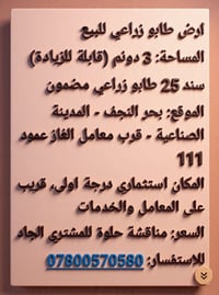 بحر النجف • ٣ دونم • طابو زراعي