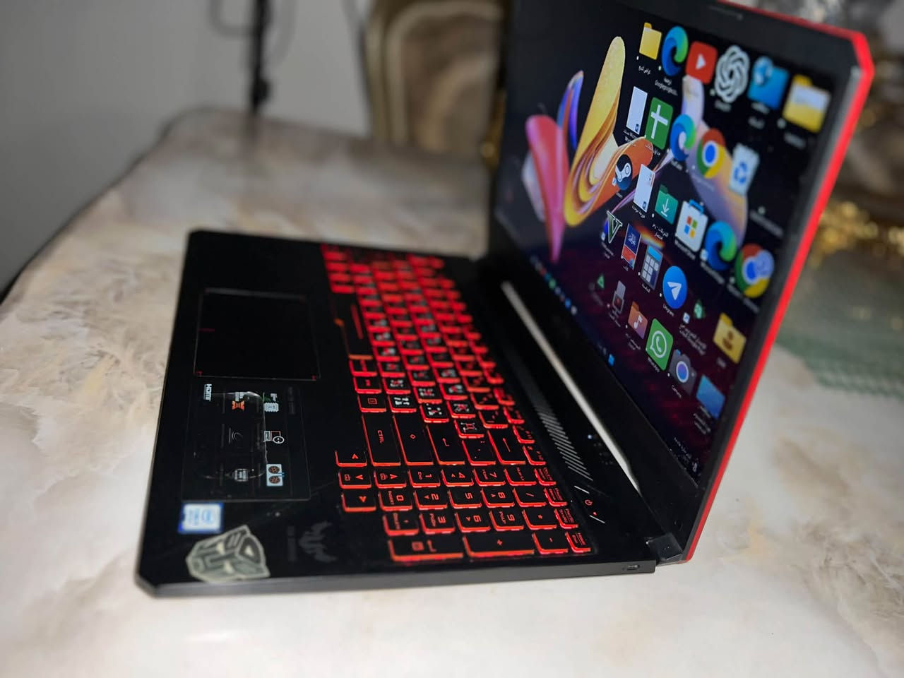 💻 ASUS TUF Gaming FX505GD للبيع

• i5-8300H
• GTX 1050 4GB 🎮
• RAM 8GB
• M.2 SSD + HDD 1TB ⚡
• شاشة 15.6 FHD
• Windows 11
• الجهاز نظيف ومستخدم قليل جدا شاحنته الاصليه مالته ويا 

📍 بغداد
💬 السعر *********** اتصل

نص مكتوب في الصور:
- أداة تشخيص DirectX النظام جهاز العرض 1 جهاز العرض 2 الصوت إدخال الجهاز برامج التشغيل الاسم: NVIDIA GeForce GTX 1050 الشركة المصنعة: NVIDIA نوع الشريحة: NVIDIA GeForce GTX 1050 نوع DAC: Integrated RAMDAC نوع الجهاز: جهاز العرض بالكامل إجمالي الذاكرة التقريبي: 8039 MB ذاكرة العرض (VRAM): 4018 MB الذاكرة المشتركة: 4021 MB ميزات DirectX تسريع DirectDraw: ممكن تسريع Direct3D: ممكن تسريع مادة تخطيط: ممكن تسريع DirectX 12 Ultimate: معطل ملاحظات لم يتم العثور على مشاكل تعيينات الصفحة التالية حفظ كافة المعلومات... إنهاء
- أداة تشخيص DirectX
- النظام جهاز العرض 1 جهاز العرض 2 الصوت الصوت إدخال
- تقدم هذه الأداة معلومات تفصيلية حول مكونات DirectX وبرامج التشغيل المثبتة على النظام.
- في حالة معرفتك بالمنطقة التي تسبب المشکل، انقر فوق علامة التبويب المناسبة أعلاه. وإلا، يمكنك استخدام الزر "الصفحة التالية" أدناه لزيارة كل صفحة على التوالي.
- معلومات النظام
- التاريخ/الوقت الحالي: Thursday, 1 October 2026, 12:21:38 am
- اسم الكمبيوتر: عبد الرحمن
- نظام التشغيل: Windows 11 Home Single Language 64-bit (10.0, Build 26200)
- اللغة: English (الإعدادات الإقليمية: English)
- الشركة المصنعة للنظام: ASUSTeK COMPUTER INC.
- طراز النظام: TUF Gaming FX505GD_FX505GD
- BIOS: FX505GD.308
- المعالج: Intel(R) Core(TM) i5-8300H CPU @ 2.30GHz (8 CPUs), ~2.3GHz
- الذاكرة: 8192MB RAM
- ملف الصفحة: يوجد 6757 ميغابايت مستخدمة و 8454 ميغابايت متوفرة
- إصدار DirectX: DirectX 12
- البحث عن تواقيع رقمية لـ WHQL
- Unicode Copyright © Microsoft. All rights reserved ت-DxDiag 10.00.26100.9278 64
- إنهاء
- حفظ كافة المعلومات...
- الصفحة التالية
- تعليمات