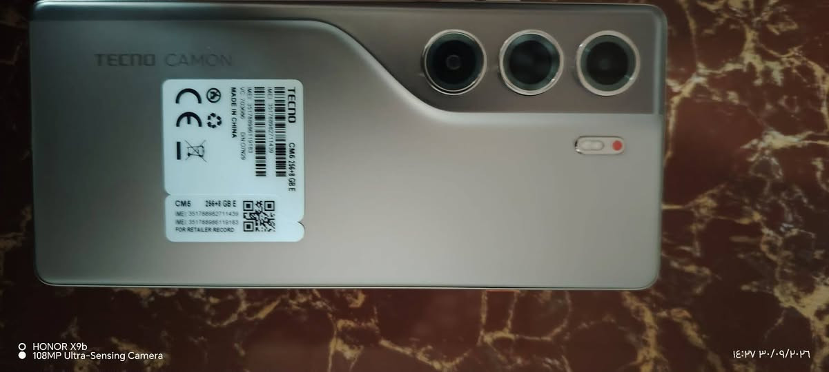 السلام عليكم
مبايل TECNO CAMON 40عادي مو ابرو
نظيف 
السعر 325 وال استفسار على رقم 
***********

نص مكتوب في الصور:
- HONOR X9b 108MP Ultra-Sensing Camera ١٤:٣٨ ٣٠/٠٩/٢٠٢٦
- HONOR X9b
- 108MP Ultra-Sensing Camera
- ١٤:٢٧ ٣٠/٠٩/٢٠٢٦
- ١٤:٢٨ ٣٠/٠٩/٢٠٢٦