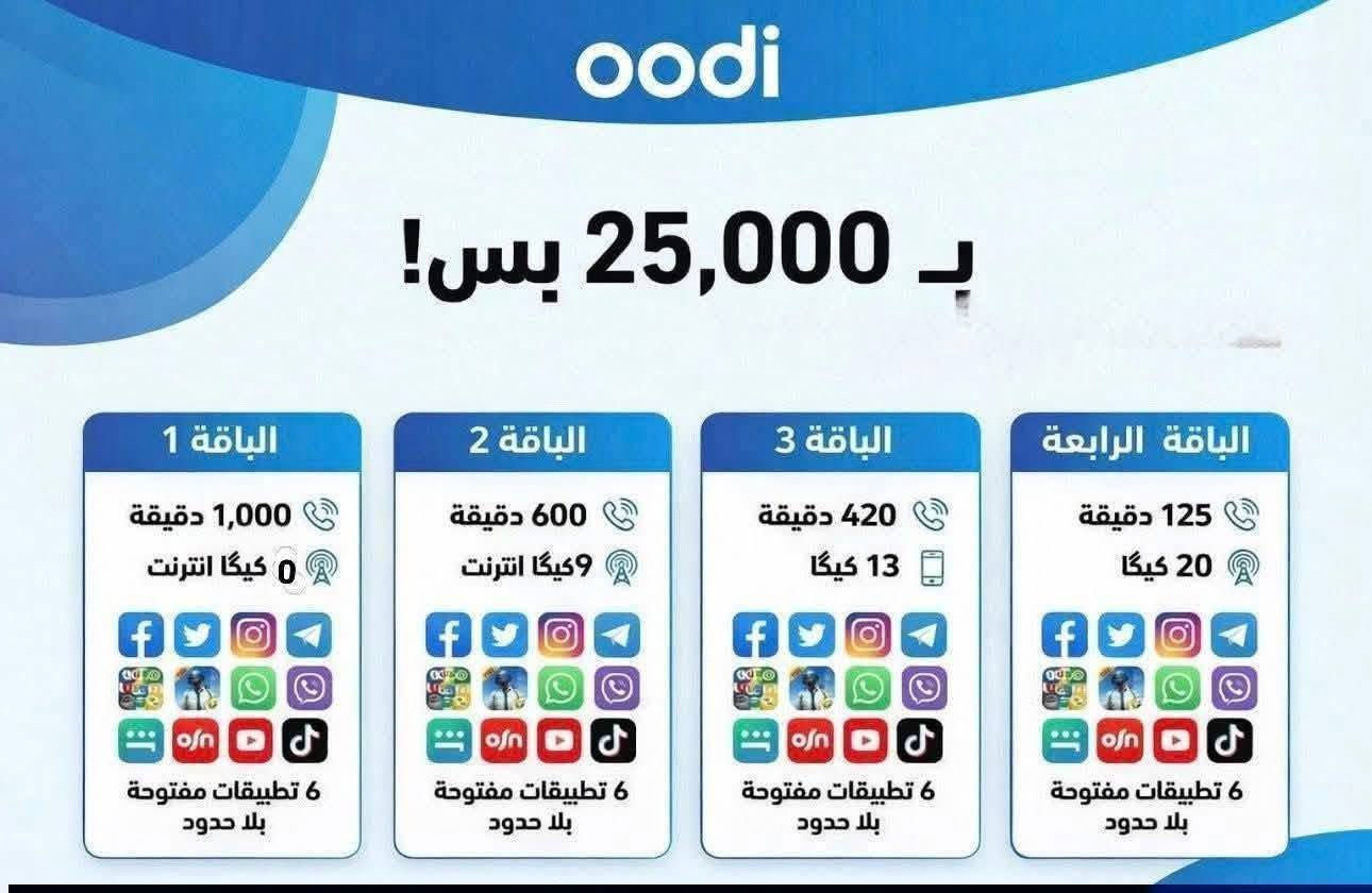 ويا أوودي كل شي صار سهل عرض أوودي 💜🥳

خطك يوصل الك لباب البيت 
التوصيل مجاني 
الشريحة مجانية 
تدفع فقط سعر الباقة 

شنو تنتظر اشترك هسة 😍😍

للحجز تواصل خاص او على الواتس اب 

***********
