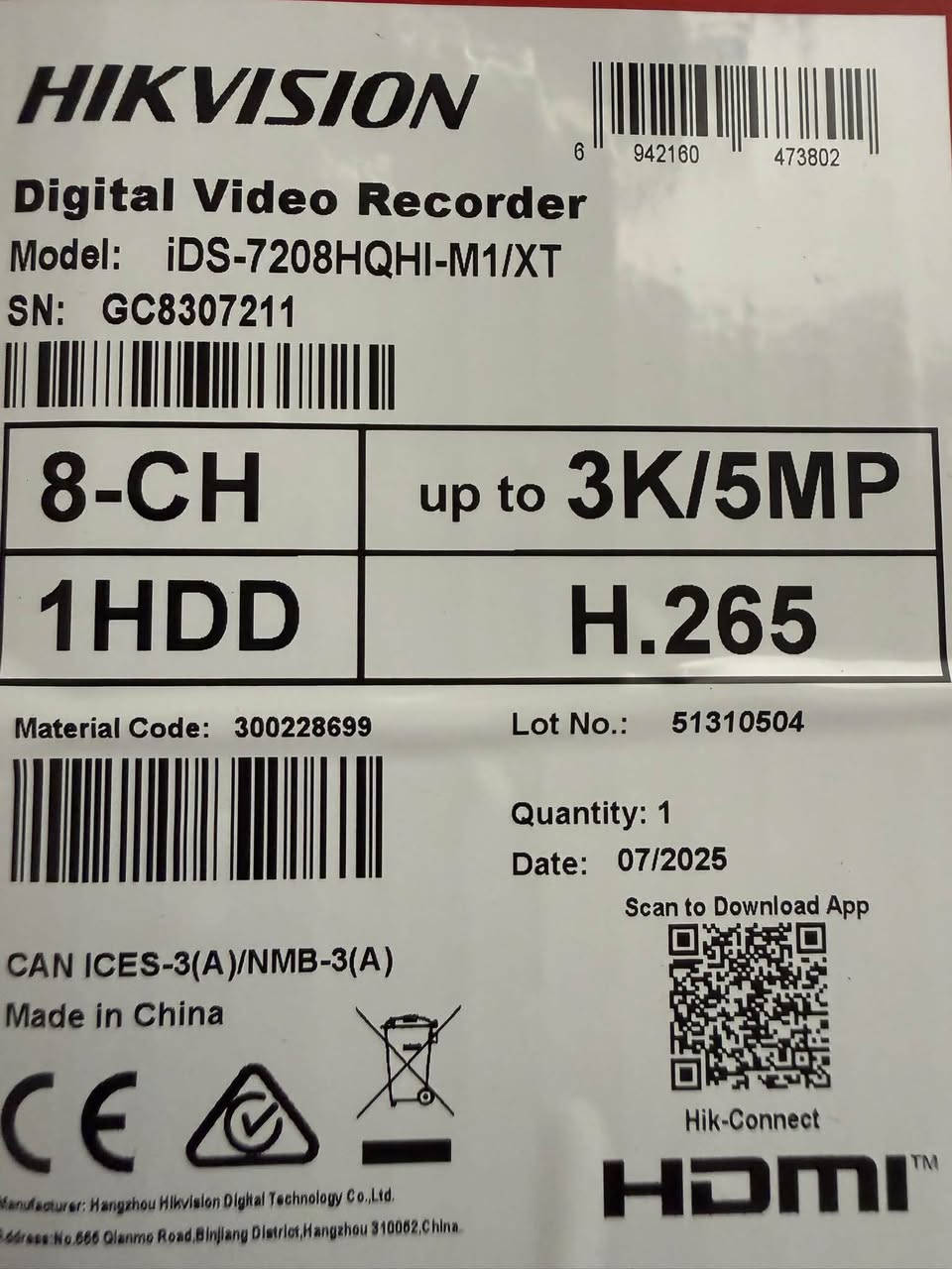 السلام عليكم جهاز DVR هيك فجن اصلي جديد 5M انلوك 8 جنل سعر القطعة ١١٥ الف يوجد توصيل 
***********
