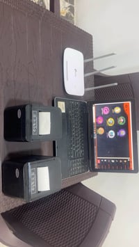 كاشير كامل للبيع مطاعم وكافيهات مكون من طابعات ثنين ولابتوب dell وراوت...