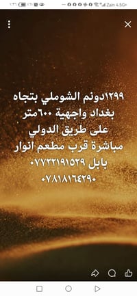لا توجد تفاصيل  نص مكتوب في الصور: - ١٢٩٩دونم الشوملي بتجاه بغداد واجه...