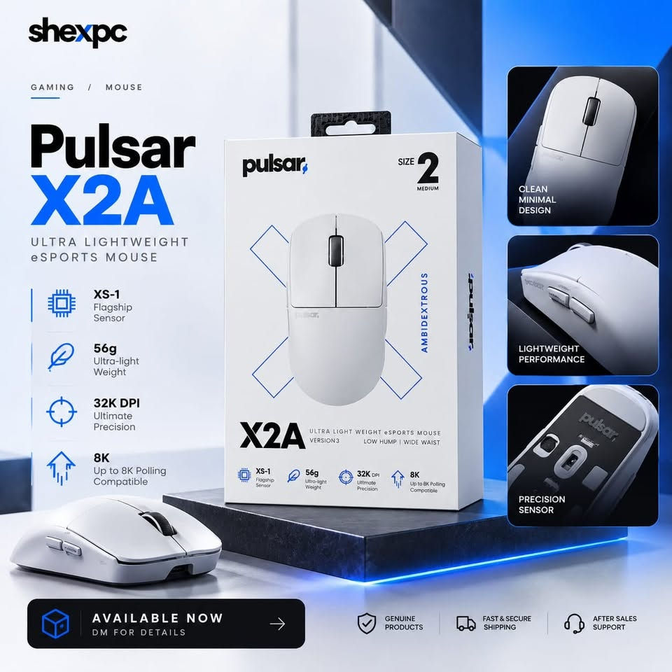 SHEX PC
قطع حاسوب 💻 | لابتوب 💻 | طابعات 🖨️
🛠️ صيانة وتصليح احترافية
🎮 تجميعات ألعاب حسب طلبك

 توصيل لجميع المحافظات 🚚 
📍دهوك السوق شارع دورة كورك
📩 للطلب والاستفسار
WhatsApp ‪+964 773 416 8767‬

نص مكتوب في الصور:
- shexpc ACCESSORIES / USB-C HUB UGREEN Uno 6-in-1 USB-C Hub Compact connectivity for work, display, and charging 6-in-1 Hub Multiple essential ports 4K 60Hz Sharp external display Charging Power while you work Windows / macOS Broad compatibility AVAILABLE NOW DM FOR DETAILS GENUINE PRODUCTS FAST & SECURE SHIPPING AFTER SALES SUPPORT
- shexpc GAMING / MOUSE Pulsar X2A ULTRA LIGHTWEIGHT eSPORTS MOUSE XS-1 Flagship Sensor 56g Ultra-light Weight 32K DPI Ultimate Precision 8K Up to 8K Polling Compatible SIZE 2 MEDIUM AMBIDEXTROUS CLEAN MINIMAL DESIGN LIGHTWEIGHT PERFORMANCE PRECISION SENSOR AVAILABLE NOW DM FOR DETAILS GENUINE PRODUCTS FAST & SECURE SHIPPING AFTER SALES SUPPORT
- shexpc GAMING / HEADSET HyperX CLOUD III SIGNATURE COMFORT Legendary Sound DTS:X Immersive Audio Detachable Mic Clear Communication Memory Foam All-day Comfort Durable Build Metal Frame AVAILABLE NOW DM FOR DETAILS GENUINE PRODUCTS FAST & SECURE SHIPPING AFTER SALES SUPPORT
- shexpc PC PARTS / RAM PUSKILL DDR4 16GB 3200MHz 16GB Single Module 3200MHz High Speed Reliable Performance Stable Compatibility AVAILABLE NOW DM FOR DETAILS GENUINE PRODUCTS FAST & SECURE SHIPPING AFTER SALES SUPPORT
- shexpc COOLING / AIO COOLER Pro Flow 360 Real-time Display | 270° Rotating Screen 5.5" HD Screen Real-time Display 270° Rotating Adjustable Screen 3-in-1 High Performance Fan Liquid Cooling Efficient Heat Dissipation AVAILABLE NOW DM FOR DETAILS GENUINE PRODUCTS FAST & SECURE SHIPPING AFTER SALES SUPPORT
- shexpc MEMORY DDR5 Gaming Memory 32GB (16GB x 2) High-speed performance Clean heatspreader design Built for modern setups DM for details -> GAMING GEAR FOR A BETTER TOMORROW
