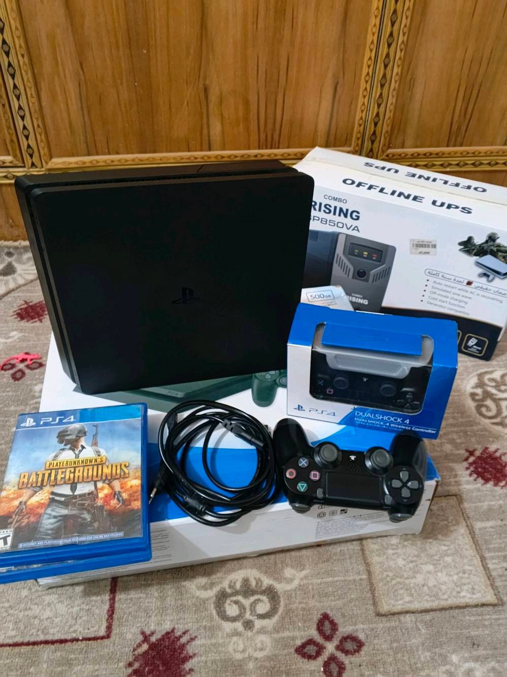 🎮 مرحبا بلاي  4 للبيع 🎮
ذاكرة 512GB
✅ نضيف 100%
✅ مفحوص وجاهز للتشغيل
✅ بضمان
✅ وياه كامل ملحقاته
✅ يدين تحكم
✅ كيبلات الجهاز
✅ لعبة ببجيPUBG
✅ وياه UPS للحماية من انقطاع وتذبذب الكهرباء.  📍 العنوان: بابل المسيب
💰 السعر: _300
📞 الرقم: _واتساب ***********