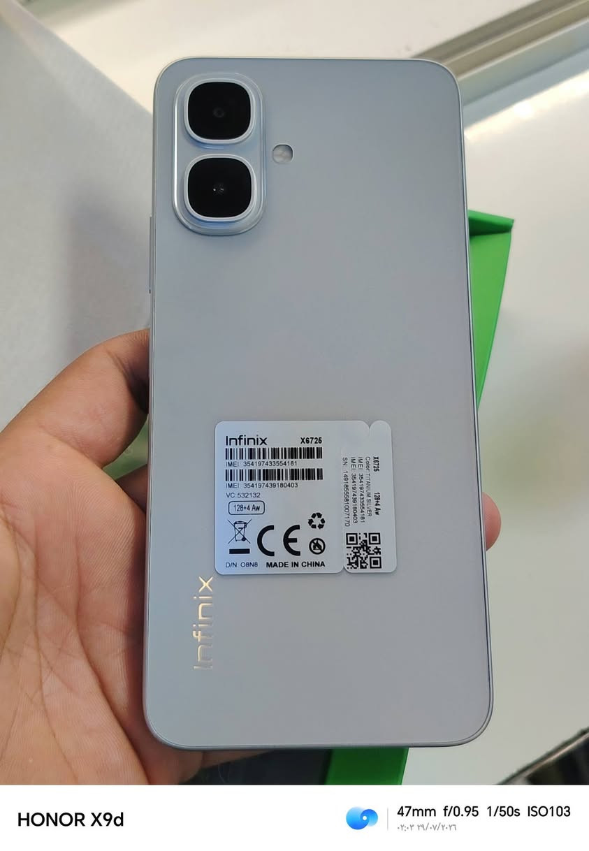 LNFINIX SMART 10

ذاكرة 128 رام 4+4

شاشة امولد 120 هرتز 

كامل ملحقات نظافة 

بل كارتون مكان كربلاء
تواصل ***********

