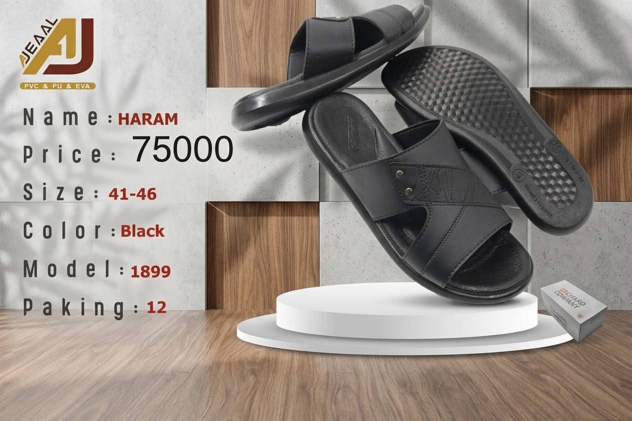 #التمـــيــيز_عنــــــــوانـــــنا 𝐀𝐉
شحاطة علبه رجالي  تركي
 أجـــــــمل وارقــــــى الـــــموديلات
#جمله
#الاوائل وكيل شركه قمه الاجيال 

العنوان بغداد الرصافي عمارة الجميلي خلف بارك الرصافي 

للحجز والاستفسار مراسلة الصفحه 
رقم الواتس :***********
                  ***********

🛻 يوجد خدمه توصيل لكافه محافظات العراق

نص مكتوب في الصور:
- AJDAL PVC & PU & EVA Name : HARAM Price : 75000 دينار عراقي Size : 41-46 Color : Black Model : 1901 Paking : 12
- JEADL PVC & PU & EVA
- الاسم: HARAM
- السعر: 75000 دينار عراقي
- المقاس: 41-46
- اللون: بني
- الموديل: 1901
- التغليف: 12
- الاسم: حرام
- اللون: بني فاتح
- التعبئة: 12
- JEÄÄL
- PVC & PU & EVA
- N a m e : HARAM
- Price : 75000
- Size : 41-46
- Color : Black
- M o d e l : 1899
- Paking : 12
- JEÄÄL PVC & PU & EVA N a m e : HARAM P r i c e : 75000 دينار عراقي S i z e : 41-46 C o l o r : Brown M o d e l : 1899 P a k i n g : 12
- JE AAL PVC & PU & EVA HARAM : الاسم السعر: 75000 دينار عراقي المقاس: 41-46 اللون: بني الموديل: 1899 التغليف: 12