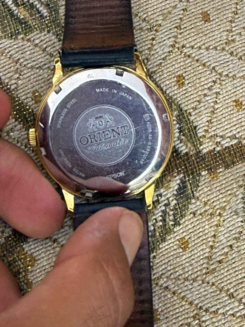 ساعة اورينت بامبينو
اتوماتيك ياباني اصلي 
نافذة عرض الشهري 
قطرها 42
شغل مضبوط 
نظافة عاليه جدا جدا
سير اصلي
دكمة اصلي
السعر خاص
يوجد توصيل لجميع المحافظات
