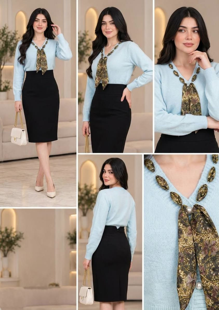 بلوز صوف • سكارف مدمج • جملة فقط