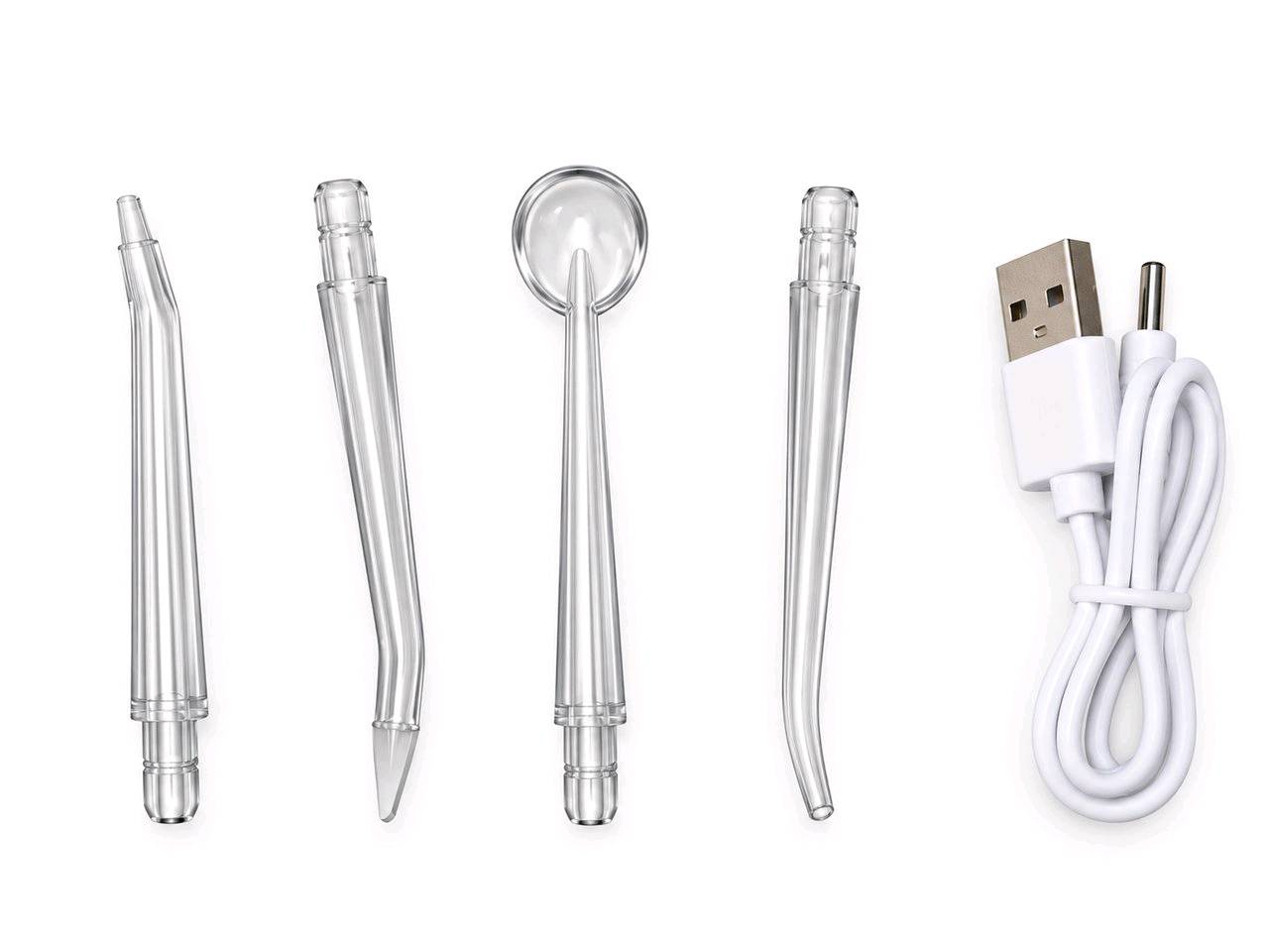 جهاز Water Flosser يساعدك على تنظيف الأسنان واللثة باستخدام اندفاعات الماء، ويوصل للأماكن اللي يصعب الوصول إلها بالفرشاة والخيط التقليدي.

الالوان: أسود 
المميزات:

• 3 أوضاع للتنظيف حسب الحاجة.

• يساعد على إزالة بقايا الطعام والبلاك بين الأسنان.

• مناسب لتنظيف حول وبين تقويم الأسنان.

• يعمل بنظام نبضات مائية قوية لتنظيف أكثر فعالية.

• خزان ماء بسعة 230 مل.

• قابل لإعادة الشحن للاستخدام بدون أسلاك.

• مقاوم للماء بتصنيف IPX6.

• يأتي مع 4 رؤوس مختلفة للاستخدامات المتنوعة.

• تحكم سهل من خلال زر التشغيل واختيار الوضع.

• حجمه عملي ومناسب للاستخدام اليومي بالبيت أو السفر.

• يأتي مع كيبل USB للشحن