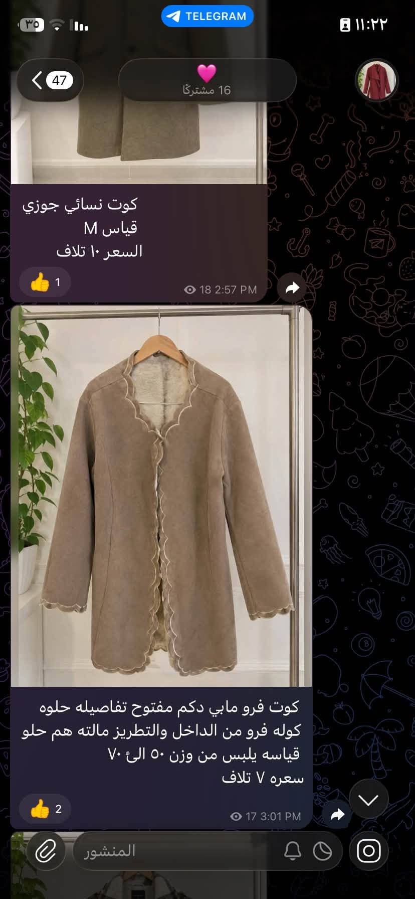 كوت نسائي • قياس M • قياس S