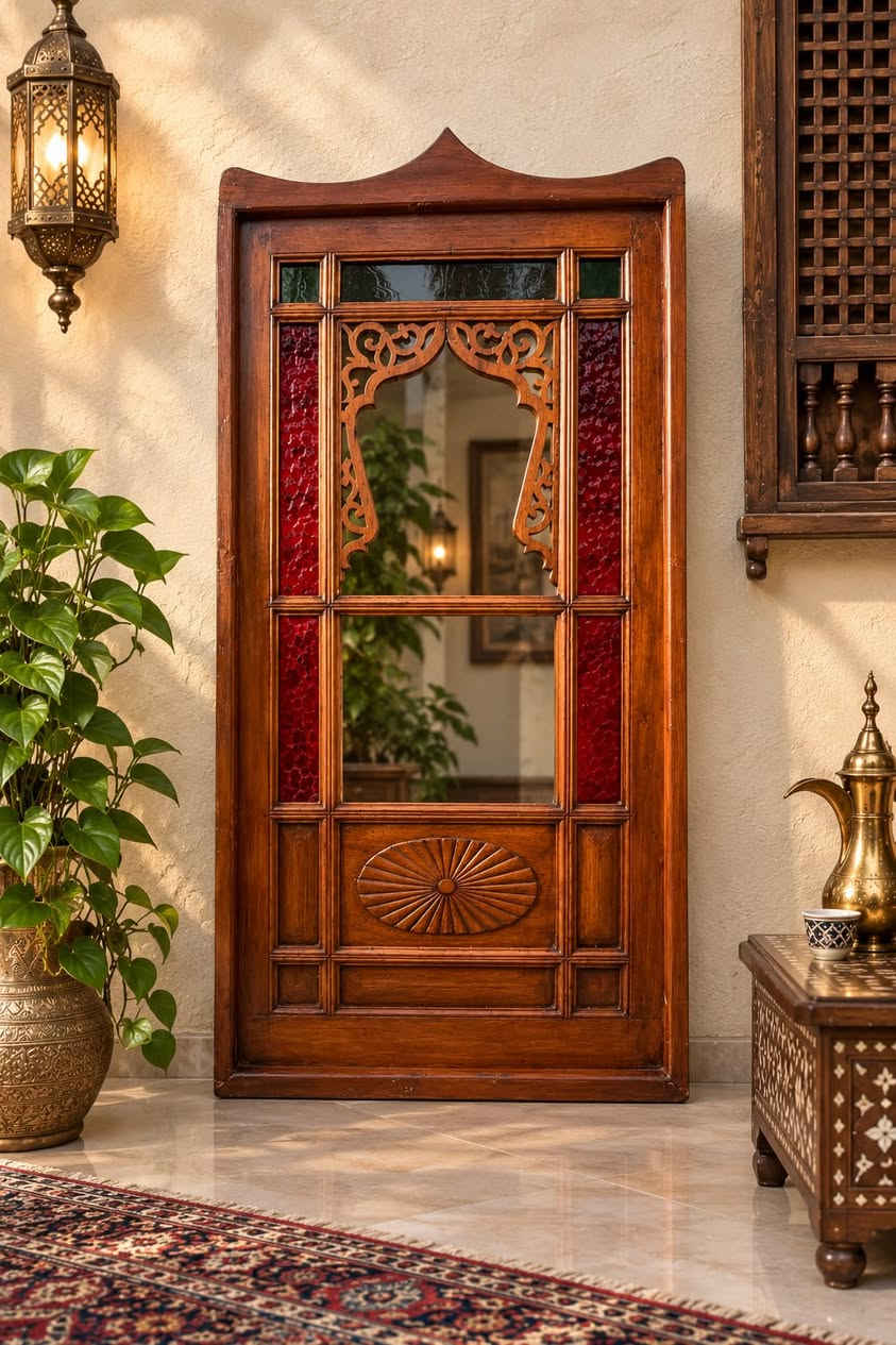 شباك بغدادي قديم • زجاج ملون • ١٧٥×٧٧سم