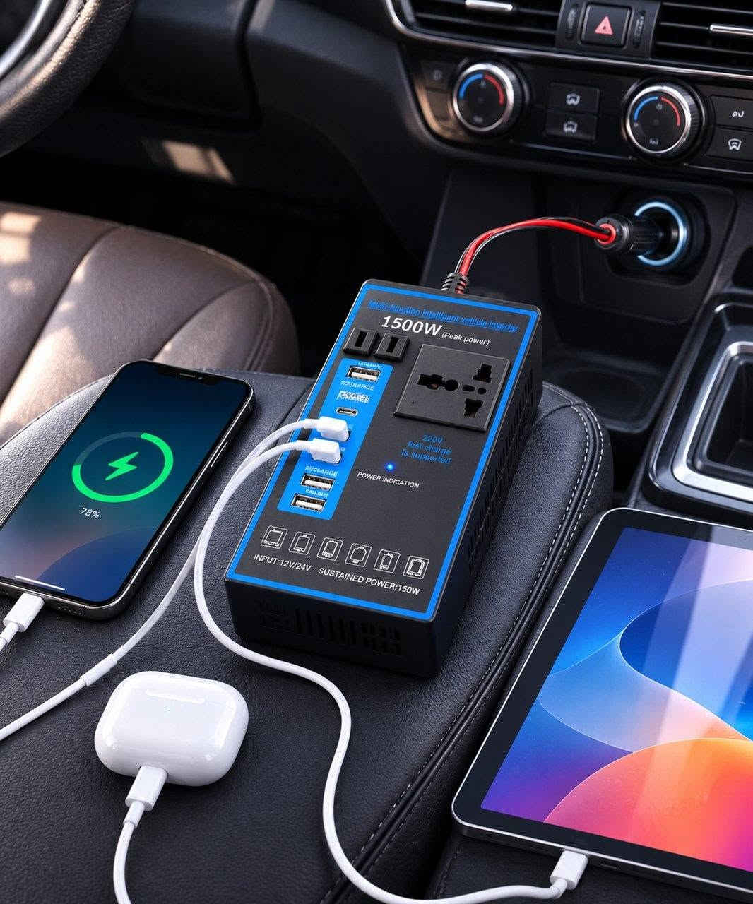 محول طاقة السيارة متعدد الاستخدامات 1500W

خلي سيارتك محطة طاقة متكاملة! 🔋🚗

يعمل على كهرباء السيارة 12V/24V ويوفر لك منفذ كهرباء🔌 220V بالإضافة إلى عدة منافذ USB وUSB-C لشحن وتشغيل أجهزتك أثناء السفر🚗

السعر : 15.000 الف

اسم المنتج: محول كهرباء للسيارة

توجد خدمة توصيل الى كل انحاء العراق 🚗

توصيل داخل بغداد :  3000 الف 🚗
توصيل الى جميع محافظات العراق :  5000 الف 🚗

للتواصل معنا عبر واتساب ☎️***********📱
او مراسلة الصفحة ✍️
