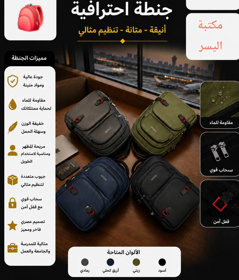 🎒 بداية عام دراسي مميز يبدأ بجنطة مميزة!✨️

تشكيلة واسعة من الحقائب المدرسية 🎒 اختاروا الأفضل لأطفالكم.. متانة عالية،مريحة، عملية Waterproof(ضد الماء)

📍العنوان //شارع النجمة مجاور تنزيلات كوجي

📞 للتواصل على الوتس اب ***********

🚕🚕يوجد لدينا خدمة توصيل 

#العودة الى المدرسةدفاتر #اقلام #حقائب مدرسية #العاب ذكاء #الوان
