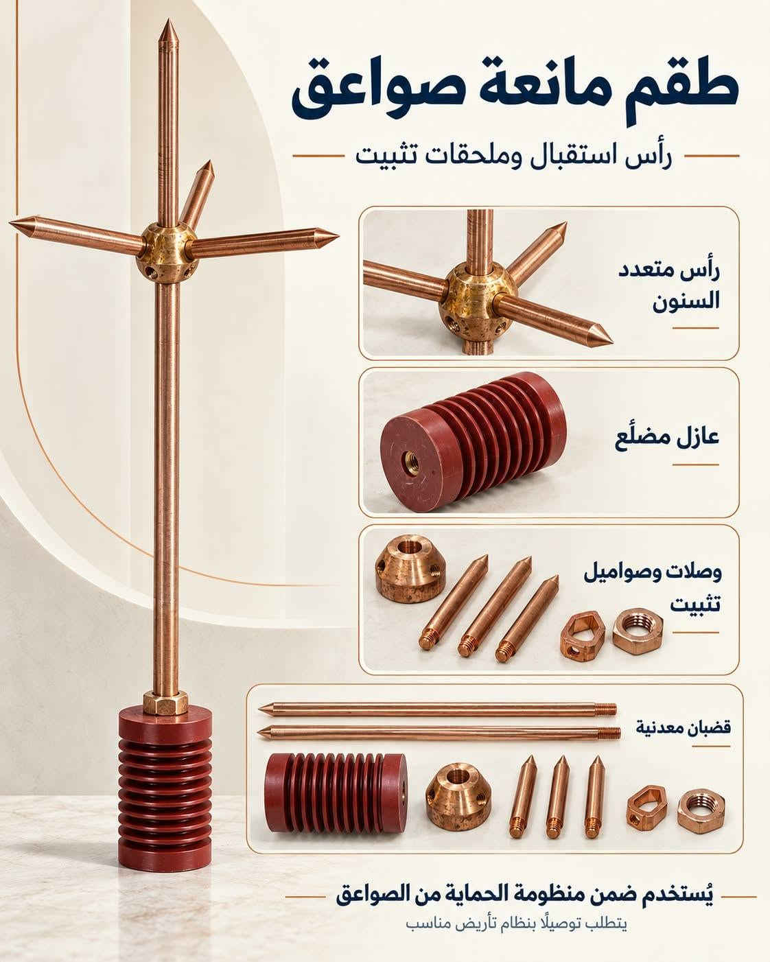 طقم مانعة صواعق • عازل مضلع • يحتاج تأريض