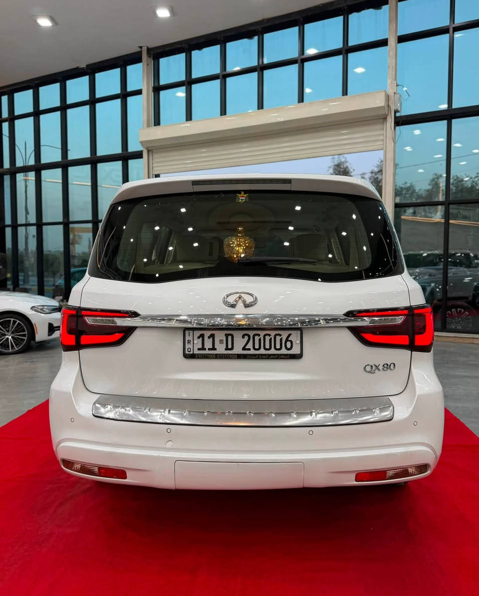 السلام عليكم 
انفنتي ( QX80 )
موديل : 2019
ماشية : 80000 KM
المواصفات 
فتحة 
بصمة 
بصمة ابواب 
تحكم ستيرن جهتين 
كروز سرعة 
ستيرن كهرباء 
شاشة 
شاشات خلفية 
كاميرات 360 درجة 
ثلاجة 
كشنات جلد 
كشنات كهرباء 
كشنات تدفئه + تبريد 
كشنات الخلفية منفصلة 
ذاكرة خزن ميموري 
صاجات 
 3 قطع تبريد 
 7 راكب 
صندوك كهرباء 
المكينة 8 سلندر 
 5600 
فور ويل 4*4 
حسساسات امامية + خلفية 
لد امامي 
بلوجكتور لد 
لايت زنون 
بك لايت لد 
مري شفط كهرباء 
اشاير بالمري 
سستم صوت سماعات 
ويل كب كروم 
ترحيب 
(رقم بغداد بأسمي ) 
ملاحظة: (السيارة تنباع برقم عادي )
السيارة خليجي مكفولة 
السعر : 330 وبيها مجال 
العنوان : بغداد الكاظمية قرب مرور الكاظمية معارض جكوك شركة البحر المميز 
للاستفسار 
عبدالرحمن 
 ***********
 ***********
