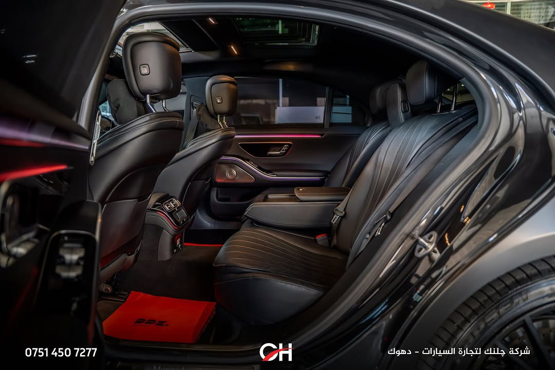 Mercedes-Benz S500 4MATIC
السنة: 2023 الممشى: 60,000 ميل الحالة: USA Clean الموقع: دهوك
المحرك ونظام الدفع:
محرك 6 سلندر خطي 3.0 لتر Turbo
نظام Mild Hybrid EQ Boost
القوة: 429 حصان
العزم: 520 نيوتن متر
ناقل حركة أوتوماتيك 9 سرعات 9G-TRONIC
نظام دفع 4MATIC
تسارع 0–100 كم/س: حوالي 4.9 ثوانٍ
المواصفات:
شاشة وسطية 12.8” OLED
شاشة عدادات رقمية 12.3”
Apple CarPlay + Android Auto
كاميرا خلفية
حساسات أمامية وخلفية
مقاعد جلد فاخرة
مقاعد أمامية كهربائية مع ذاكرة
تدفئة وتبريد المقاعد
فتحة سقف بانوراما
Ambient Lighting
نظام صوت Burmester
Head-Up Display
دخول وتشغيل ذكي
Soft Close للأبواب
مصابيح Digital Light
أنظمة أمان ومساعدة السائق
📞 *********** شركة جلنك وليد صبري – دهوك
#Chalank_cars_duhok

نص مكتوب في الصور:
- *********** CH شركة چلنك لتجارة السيارات - دهوك
- ***********
- CH
- شركة چلنك لتجارة السيارات - دهوك
- *********** شركة چلنك لتجارة السيارات - دهوك