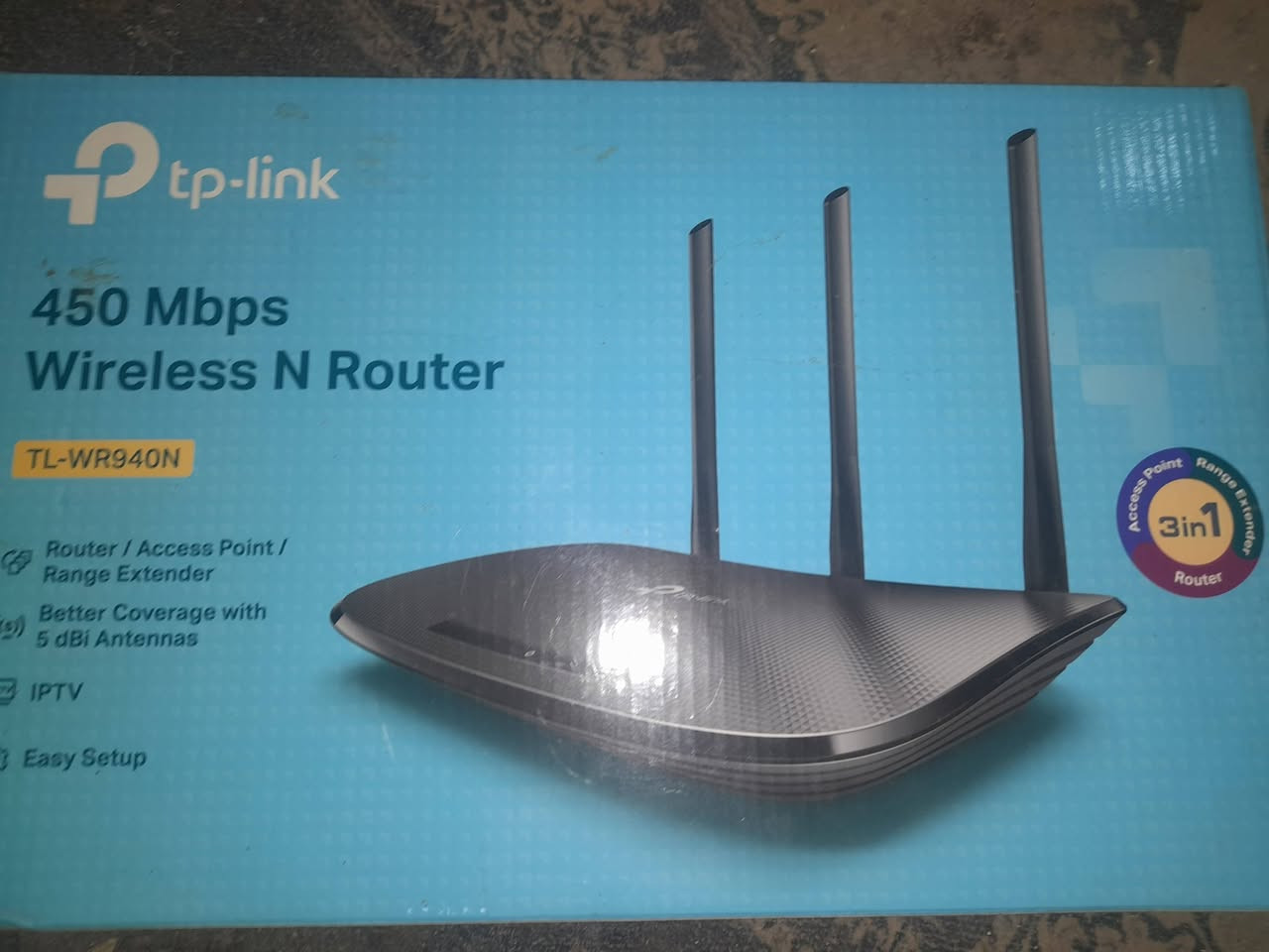 للبيع راوتر TP-Link TL-WR940N أصلي.
السعر: 30,000 دينار قابل للتفاوض.
📞 للتواصل: ***********
للاستفسار أو المعاينة، الاتصال أو المراسلة على الرقم أعلاه.
