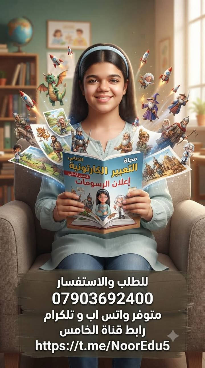 تتوفر مجلات كارتونية تعليمة نفس منهاج المدرسة

رابع
وخامس وسادس

***********
رابط صفحتنا على الفيس بوك لمعرفة المزيد هو

https://www.facebook.com/share/1HJsQJK7xi/

@الجميع
