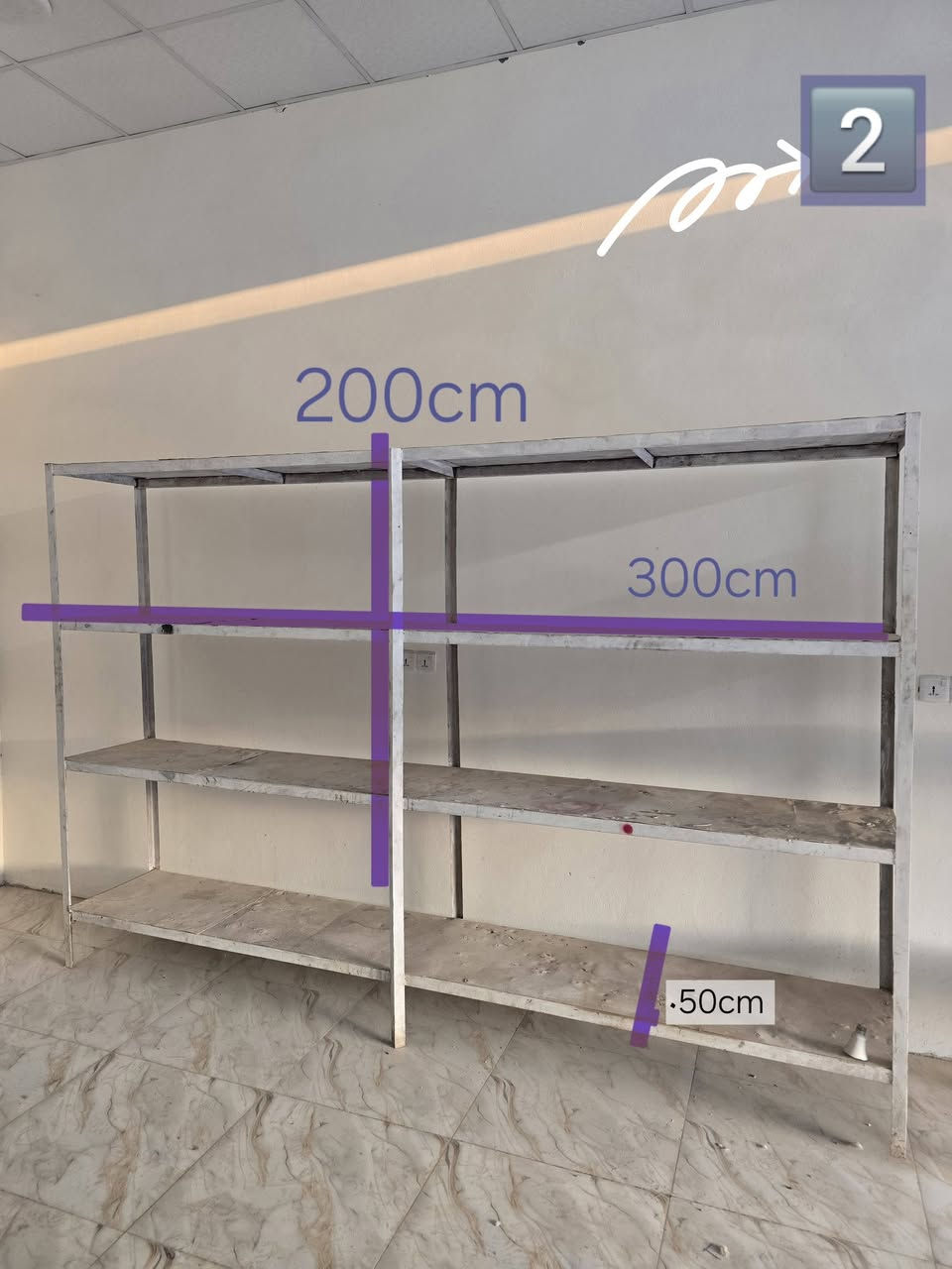 ميوزه عدد ٣  ثقيل يتحمل أوزان
الأول  
الطول 450cm
العرض 45cm
الارتفاع 200cm
السعر 150 الف
الثاني 
الطول 300cm
العرض 50cm
الارتفاع 200cm
السعر 100الف 
الثالث 
الطول 350cm
العرض 45cm
الارتفاع 200cm
السعر 125 الف
***********
