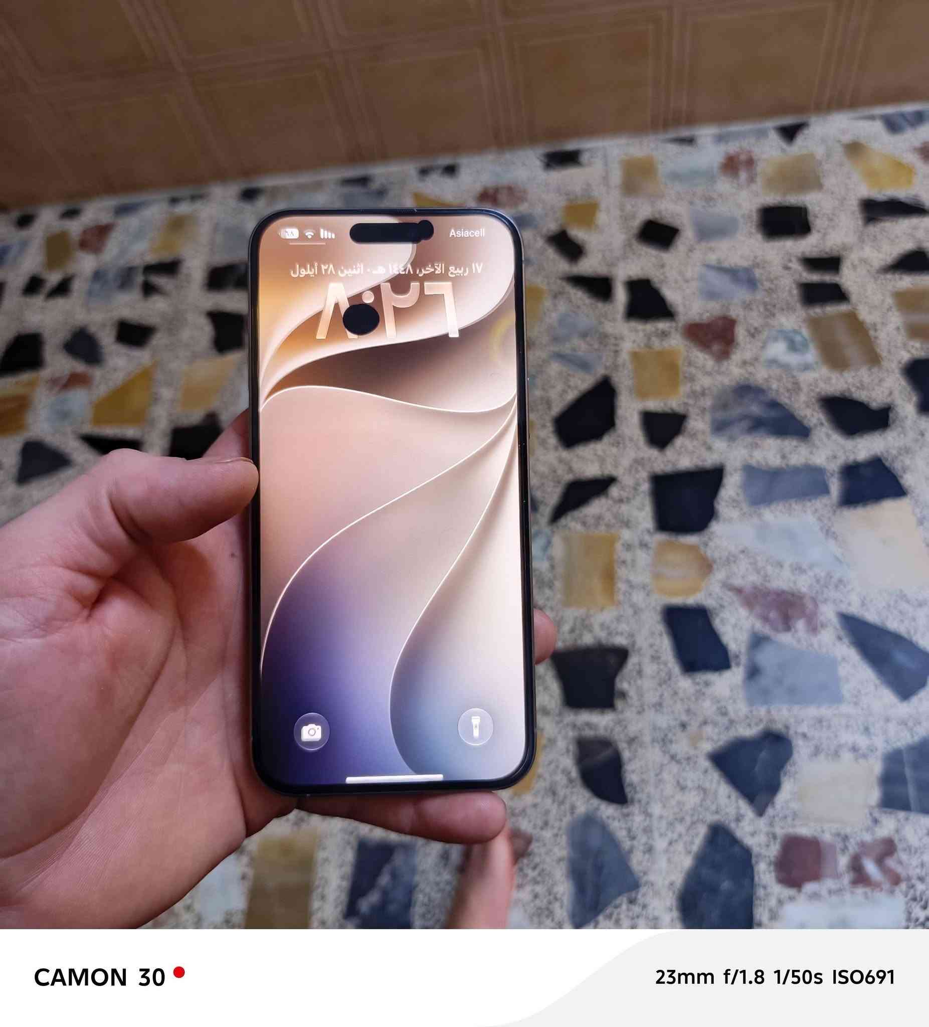 ايفون ١٥برو ماكس ماستر AAA ذاكره ٢٥٦وبطاريه ٨٥جهاز ما مفتوح ابد بس بي نقطتين بشاشه وممثرات نهايا عبالك كلشي مبي وسبب لوكعه في ايدي واكف نضافه جهاز ١٠٠/١٠٠مكاني بغداد السعر ٧٠٠ قفل ***********

نص مكتوب في الصور:
- CAMON 30 23mm f/1.8 1/50s ISO917
- CAMON 30
- 23mm f/1.8 1/50s ISO589
- 23mm f/1.8 1/50s ISO875
- 23mm f/1.8 1/33s ISO746
- CAMON 30  23mm f/1.8 1/33s ISO697
- CAMON 30 23mm f/1.8 1/50s ISO190
- CAMON 30 23mm f/1.8 1/50s ISO196
- CAMON 30 23mm f/1.8 1/50s ISO691
- CAMON 30 23mm f/1.8 1/33s ISO946