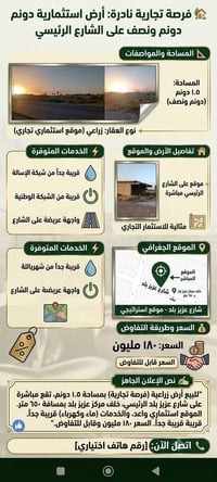 أرض زراعية • ١.٥ دونم • شارع عزيز بلد