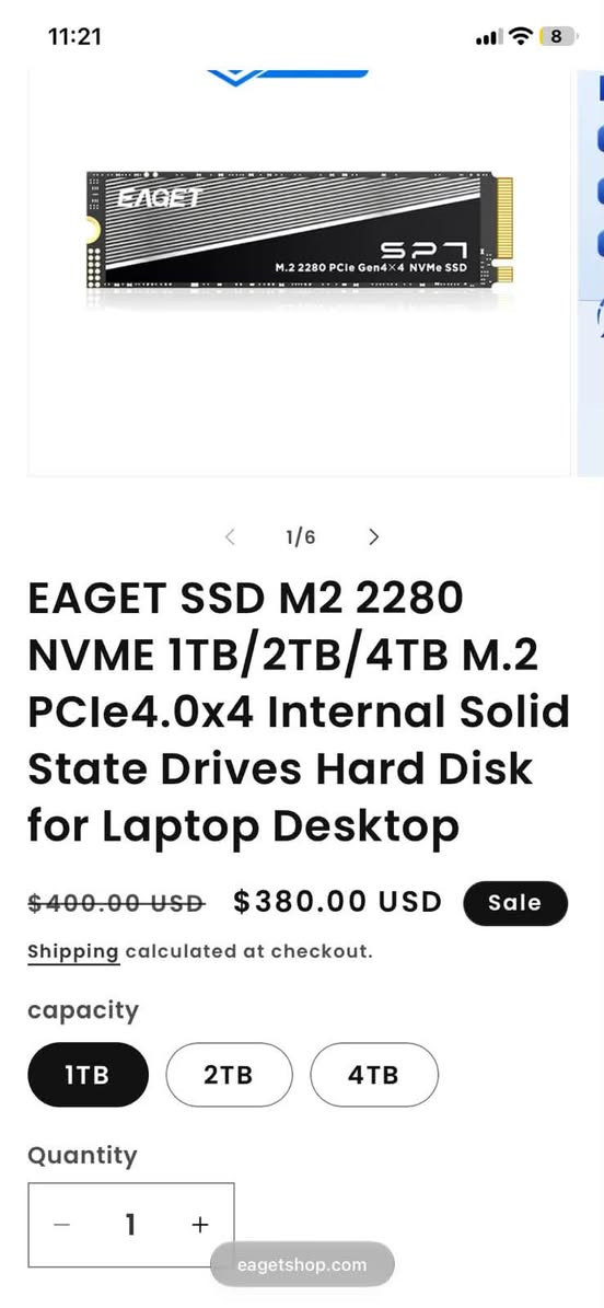 EAGET NVMe • M.2 2280 • جديد شغال