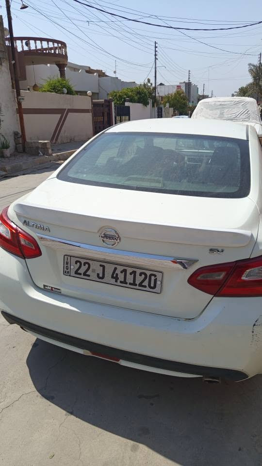 الموديل: Nissan Altima SV
🔹 السنة: 2016
🔹 المحرك: 2.5 لتر، 4 سلندر
🔹 القوة: 182 حصان
🔹 ناقل الحركة: CVT أوتوماتيك
🔹 الدفع: أمامي FWD
🔹 اللون: [اكتب اللون]

🔹 رقم السيارة/اللوحة: [اربيل]
✨ المواصفات والتجهيزات: • شاشة ملونة
• كاميرا خلفية
• تشغيل بصمه
• تحكم بالمقود
• مثبت سرعة
• بلوتوث وUSB
• كشافات ضباب
• تكييف
• 5 مقاعد
📌]
📌]
📌  ]
💰 السعر: [105 ] قابل للتفاوض بالمعقول
📞 للاستفسار: [رقم ***********1] 📍 الموقع: [كركوك كركوك, العراق
