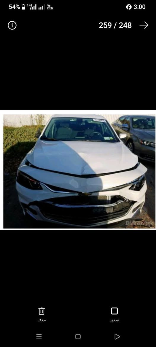 ماليبو موديل 18 محرك 1500 تيربو حادثة دعاميه اماميه كما موضح بالصورة السعر 95وبيه مجال الاتصال بالرقم *********** بي واتساب
