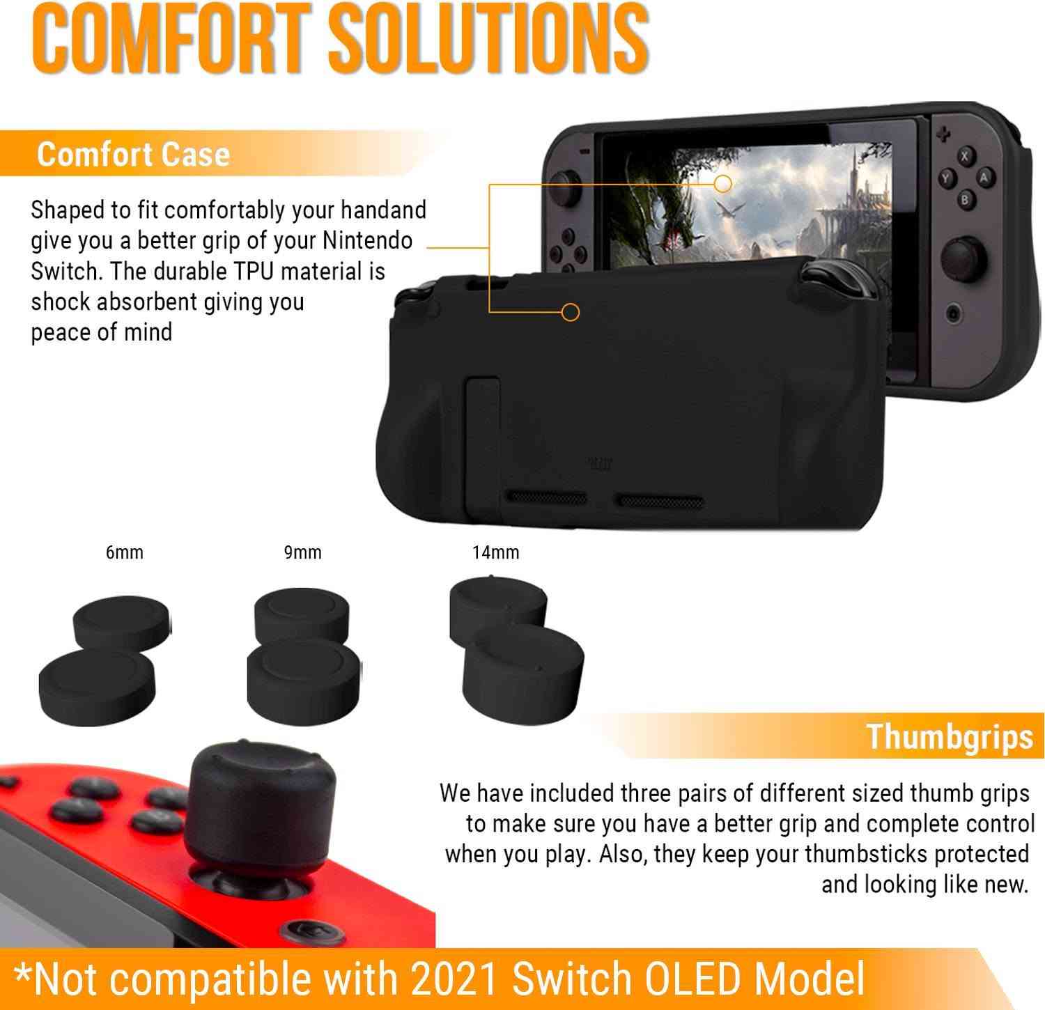 كت كامل ملحقات 
Nintendo switch ✅

Nintendo switch Iold✅
جنطه لون اسود 

كفر ظهر لون اسود ل Nintendo switch 

كفر ظهر لون اسود ل Nintendo switch Iold
 
كفر لل جوي كون لون اسود

كيبل شحن type -c

قلم ✏️ لمس 

سماعه 

قبضات لل جوي كون

شكل دركسون

شكل جوستك

ستان لل Nintendo 

شاحن جوستك و جوي كون

حافظه ل كادرج العاب Nintendo 

غطاء كير عدد 4 لون اسود

كل هذا سعره 45 الف دينار 

للتواصل والاستفسار ***********

توصيل كل العراق 5 الاف دينار

نص مكتوب في الصور:
- A LITTLE EXTRA Game Card Holder This card holder will increase your game carrying capacity in a lightweight and portable solution. Headphones With great sound clarity and a comfortable fit, immerse yourself fully with these headphones! Stylus Pen The Orzly Stylus pen is a twin tip pen suitable for writing on paper as well as on you Nintendo Switch. *Not compatible with 2021 Switch OLED Model
- COMFORT SOLUTIONS Comfort Case Shaped to fit comfortably your handand give you a better grip of your Nintendo Switch. The durable TPU material is shock absorbent giving you peace of mind 6mm 9mm 14mm Thumbgrips We have included three pairs of different sized thumb grips to make sure you have a better grip and complete control when you play. Also, they keep your thumbsticks protected and looking like new. *Not compatible with 2021 Switch OLED Model
- CHARGING SOLUTIONS Ultimate Charging Station Perfect for storing and charging up to 4 Joy-Cons, 2 Joy-Cons and a Pro-Controller or 2 Pro-Controllers Orzly Type-C to USB A Cable The Orzly Type-C to USB A cable is perfect for not only charging your compatible device but also allowing for super fast data transfer thanks to USB 3.0. *Not compatible with 2021 Switch OLED Model
- GAMEPLAY SOLUTIONS Switch PlayStand The stand supports multiple angles to suit your personal preference & comfort while playing 2 JoyCon Grips Turn your Joy-Cons into a fully functional Control Pad 2 Racing Wheels Get a truer driving experience when playing on your favourite Nintendo Switch racing games. *Not compatible with 2021 Switch OLED Model
- X2