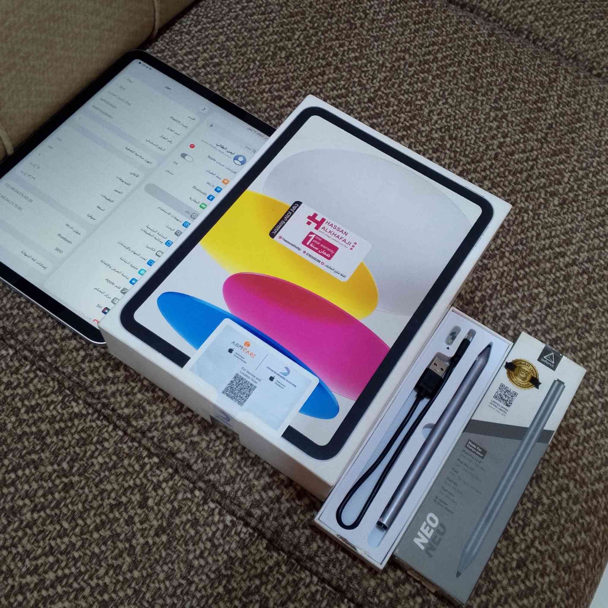 📱 للبيع iPad 10 – نظيف جداً ✨
للبيع iPad الجيل العاشر (iPad 10) بحالة نظيفة جداً، جاهز للفحص والتجربة.
🔹 السعة: 64GB
🔹 الجهاز: نظيف جداً
🔹 الملحقات كاملة 📦
🔹 قلم أصلي من شركة عين الفهد ✍️
🔹 شاحن Anker أصلي 🔌
🔹 الجهاز ويا علبته وملحقاته
💰 السعر: 380 ألف
📍 العنوان: بابل – الحلة – أبي غرق
📞 للتواصل: ***********
الجهاز على نظافته، والفحص للجادين.
غير متوفر توصيل

نص مكتوب في الصور:
- حول iPad < الاسم إصدار iPadOS 26.5 اسم الطراز iPad (الجيل العاشر) رقم الطراز MPQ03AB/A الرقم التسلسلي KM9T4XQWWV انتهت صلاحية التغطية الأغاني ٠ الفيديوهات ٢٣٤ الصور ٥٩٣ التطبيقات ٤ السعة ٦٤ غ.ب. متوفرة ٤٣,٢٩ غ.ب. عنوان Wi-Fi CC:4B:04:C5:AD:2B Bluetooth CC:4B:04:C1:75:9D SEID إعدادات ثقة الشهادة ٩:٤٩ م ٠ ٥ ١١:٤٣ م الثلاثاء ٢٢ أيلول بحث ٧ ايمن الطائي حساب Apple و iCloud والمزيد اقتراحات حساب Apple نمط الطيران Wi-Fi Bluetooth البطارية عام تسهيلات الاستخدام البحث الشاشة الرئيسية ومكتبة التطبيقات الكاميرا تعدد المهام والإيماءات خلفية الشاشة شاشة العرض والإضاءة قلم Apple مركز التحكم Siri