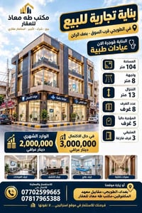 بناية تجارية للبيع   العنوان :بغداد-الطوبجي-قرب السوق  -بصف الركن  📐ال...